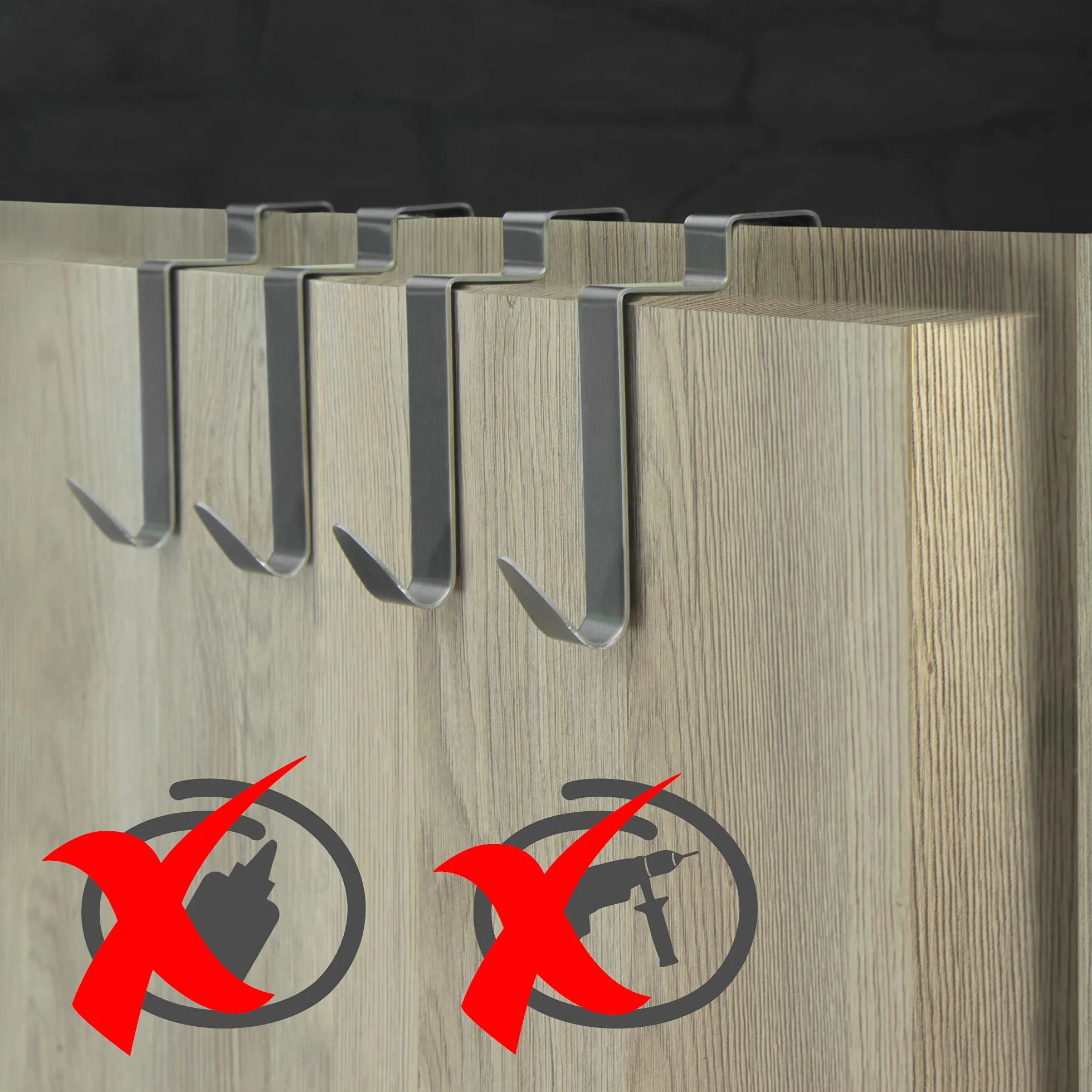 COM-FOUR® 4x Haczyki na drzwi ze stali nierdzewnej - haczyk na ubrania z oslona z pianki - haczyk na ubrania do szafy i drzwi pokojowych - 9 cm (04 szt. - stal nierdzewna - pianka)
