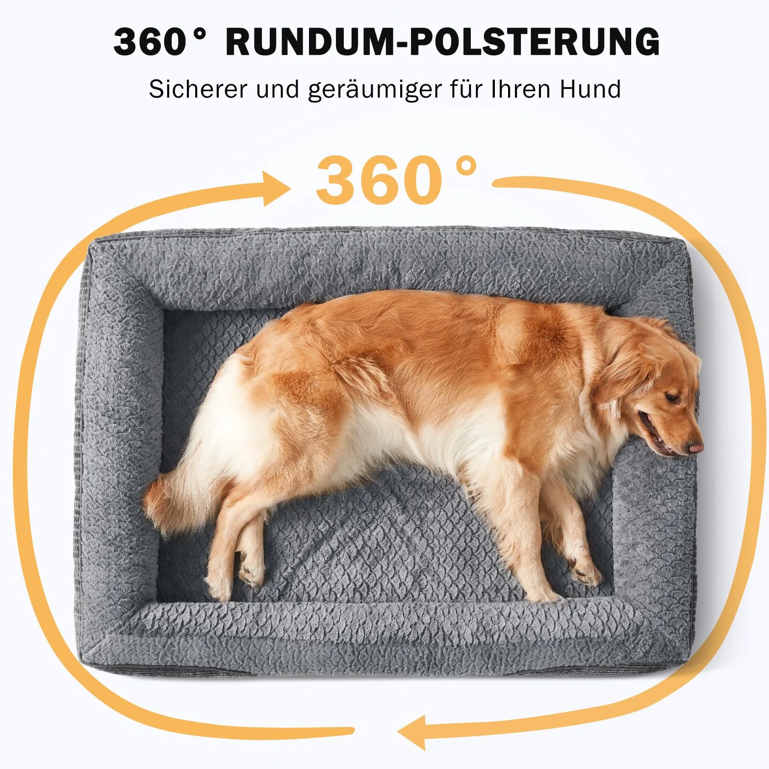 FURTIME Ortopedyczne legowisko dla psa, średniej wielkości, z pianką memory, zdejmowane i nadające się do prania, antypoślizgowe legowisko dla psa, sofa z wysokim brzegiem, 89 x 64 x 18 cm