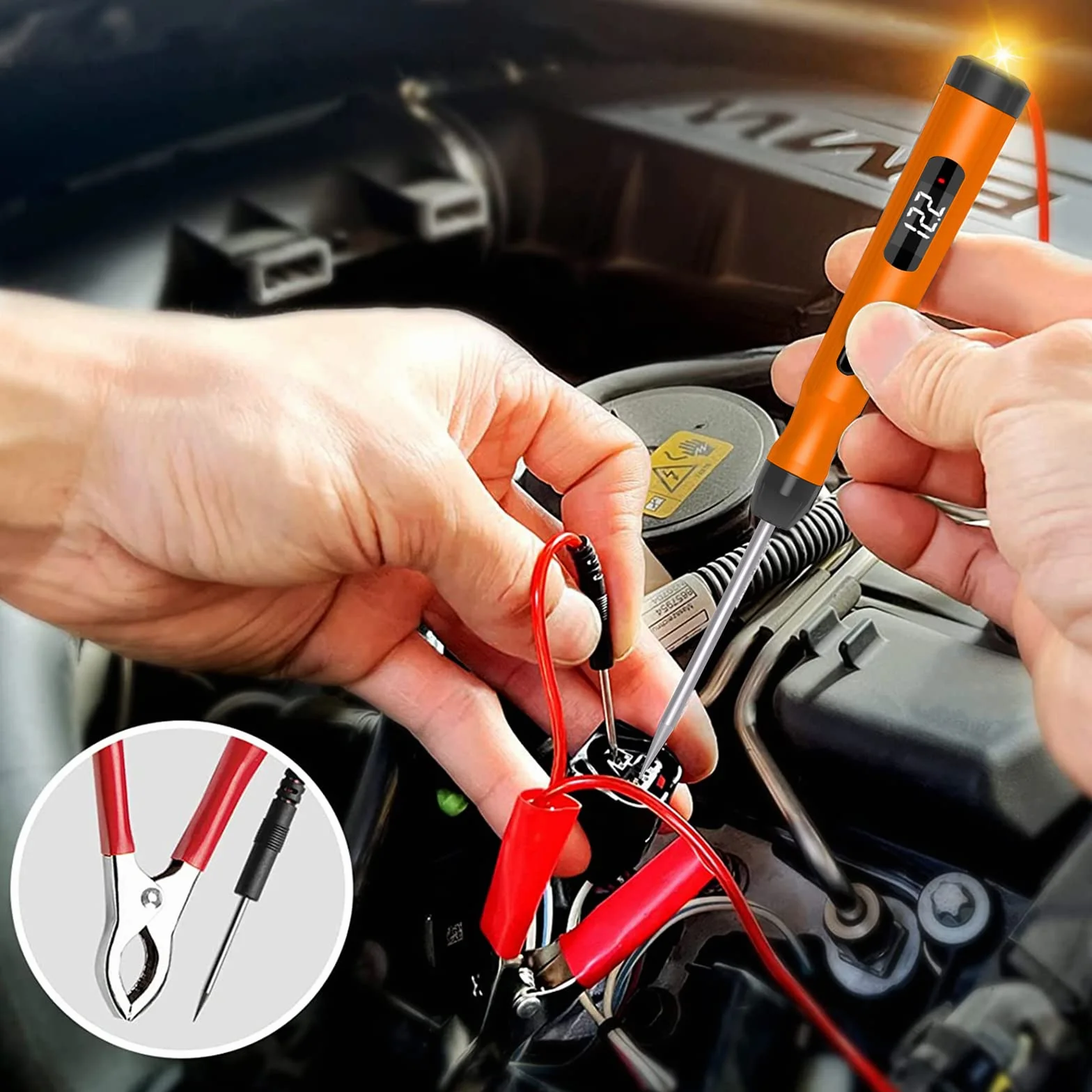 KAISAL Urządzenie do testowania obwodów elektrycznych z woltomierzem cyfrowym, tester napięcia 5-30 V, bezpieczniki, polaryzacja, wielofunkcyjny tester sondy