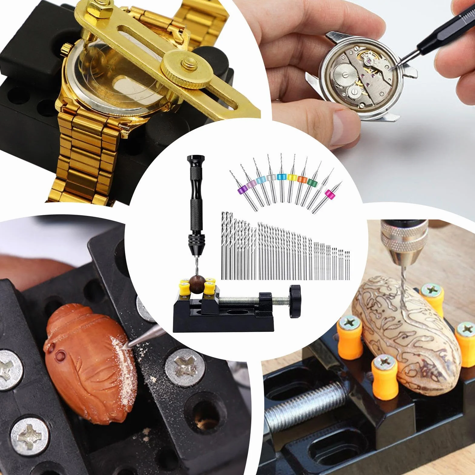 Wiertło ręczne imadło, małe wiertło spiralne z imadłem | miniaturowe wiertło hobbystyczne, wiertło jubilerskie, zestaw wierteł ręcznych, wiertarka ręczna do rzeźbienia rzemieślniczego