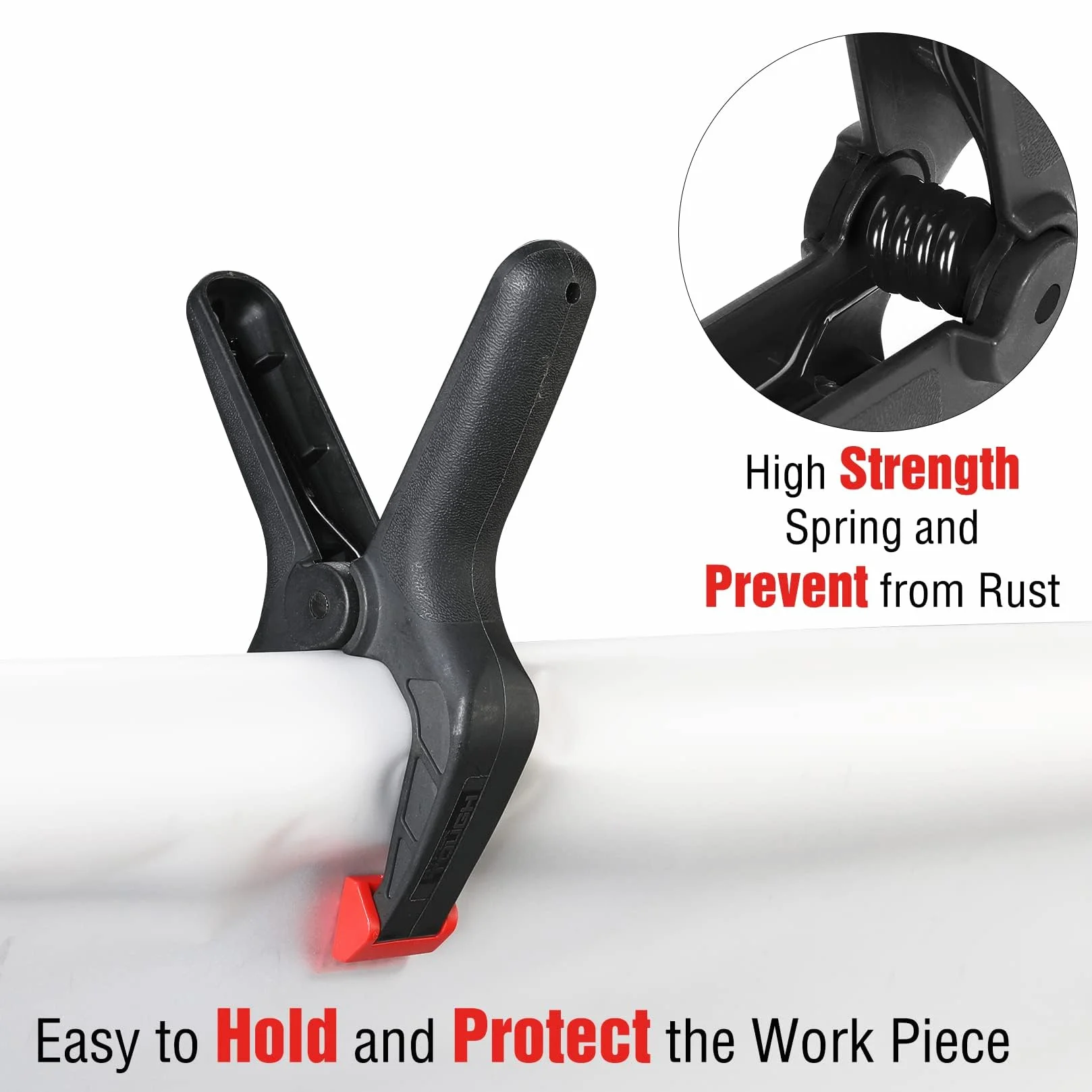 Workpro W001400A Zestaw Nylonowych Zacisków Sprężynowych, 16-Częściowy, 4 Sztuki 16,5 cm, 6 Sztuk 11,4 cm, 6 Sztuk 8,9 cm
