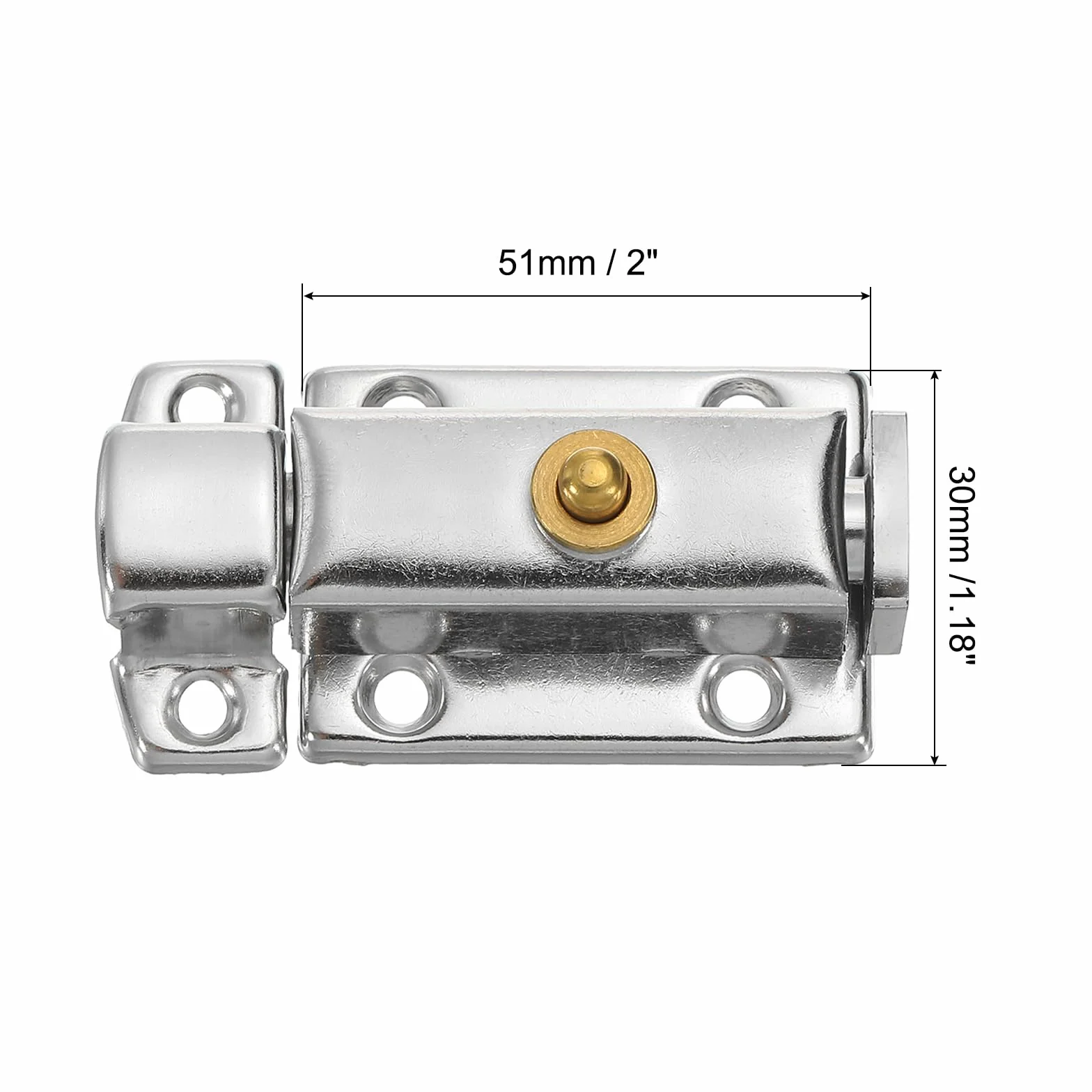 QUARKZMAN Sprężynowy trzpień rygielski, 2 x 3,5 cm, zamek bezpieczeństwa drzwi z przyciskiem, wewnętrzna rygiel do drzwi, zamek przesuwny, ze śrubami, szafka meblowa, srebrny, 2 sztuki