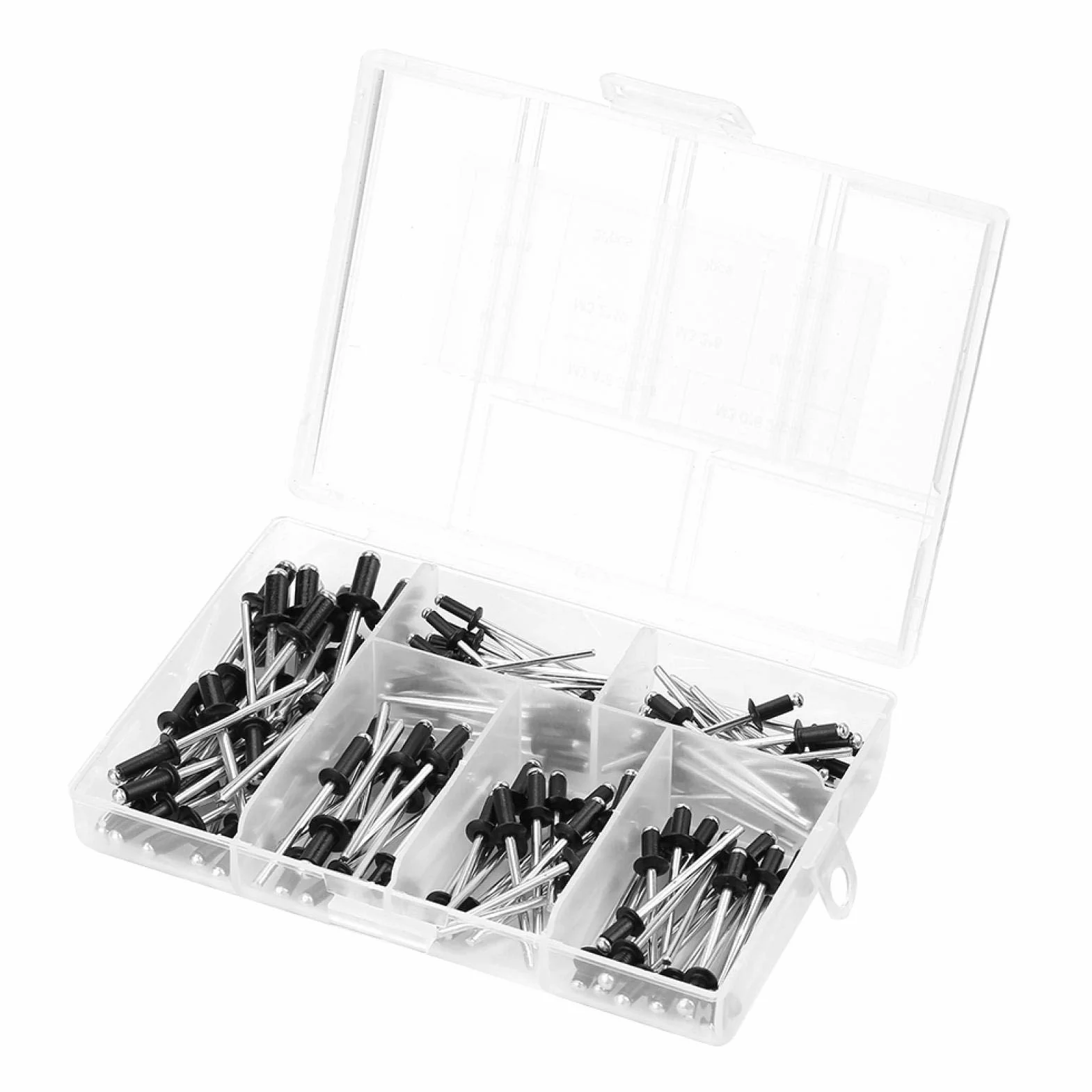 120 sztuk/zestaw M2.4 / M3.0 / M3.2 / M4 Czarne nity Nity POP Asortyment czarne Nity POP Nity zrywalne aluminium w pudełku, do nitownic pneumatycznych, nitownic elektrycznych