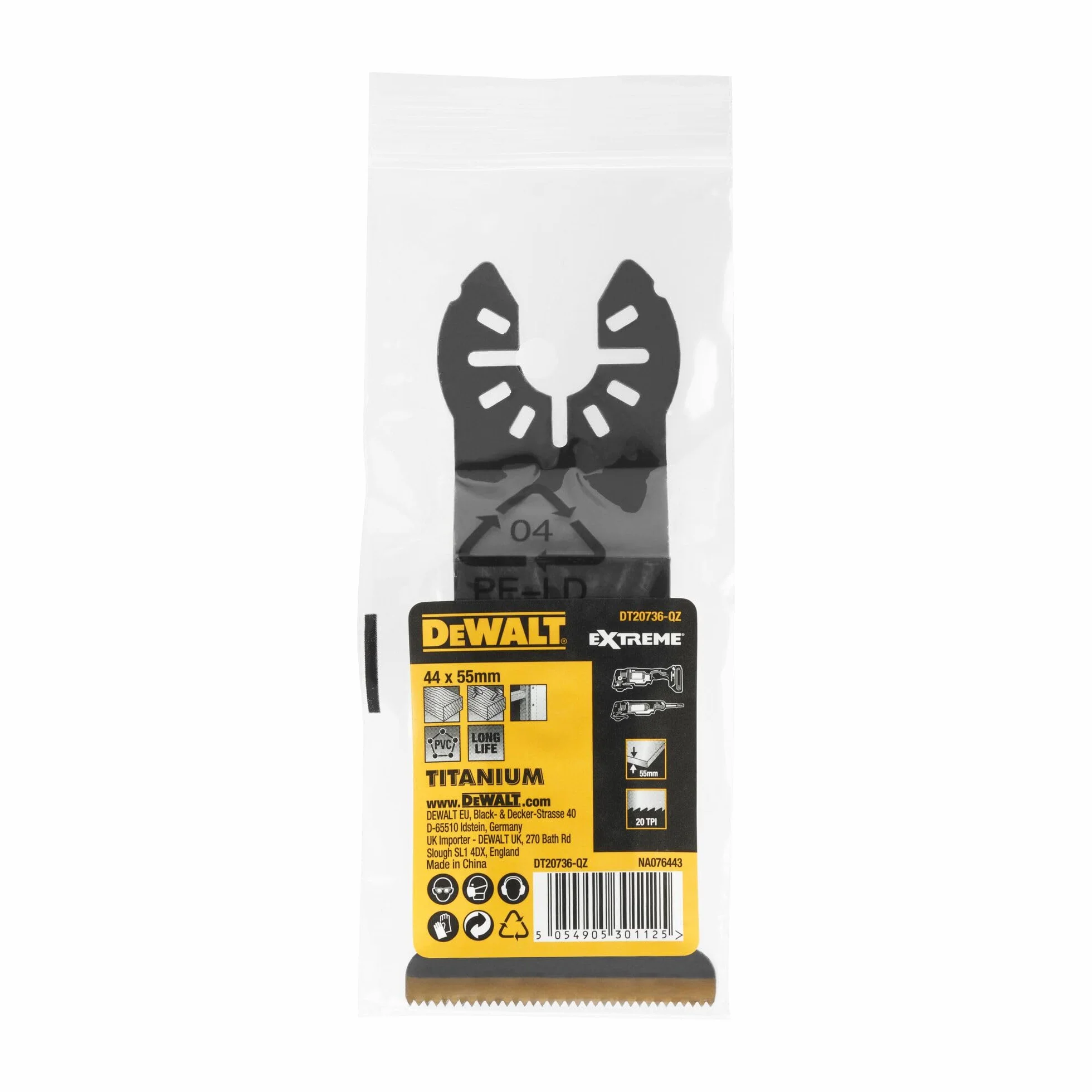 DEWALT DT20736-QZ Tytanowe drewno/Metalowe ostrze wielofunkcyjne 55 x 44 mm