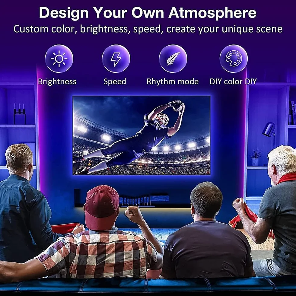 TV LED Podświetlenia 2M, Bluetooth APP Control, Music Sync Color Changing, wrażliwy Mic, Timing Function, USB Powered, Taśma LED do dekoracji kuchni w sypialni TV