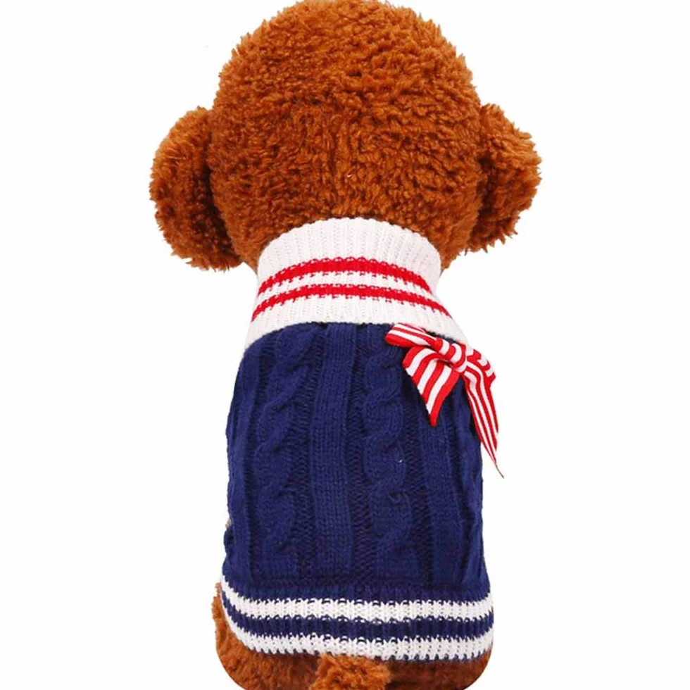 Sweter dla małych psów, szczeniaków, sweter z dzianiny dla kotów, wygodny kostium dla psa, słodki Vest bluza z kapturem dla psa, Boże Narodzenie, top, płaszcz dla psa, niedźwiedź, bluza z kapturem na jesień, wiosnę, zimę, XXS, niebieski)