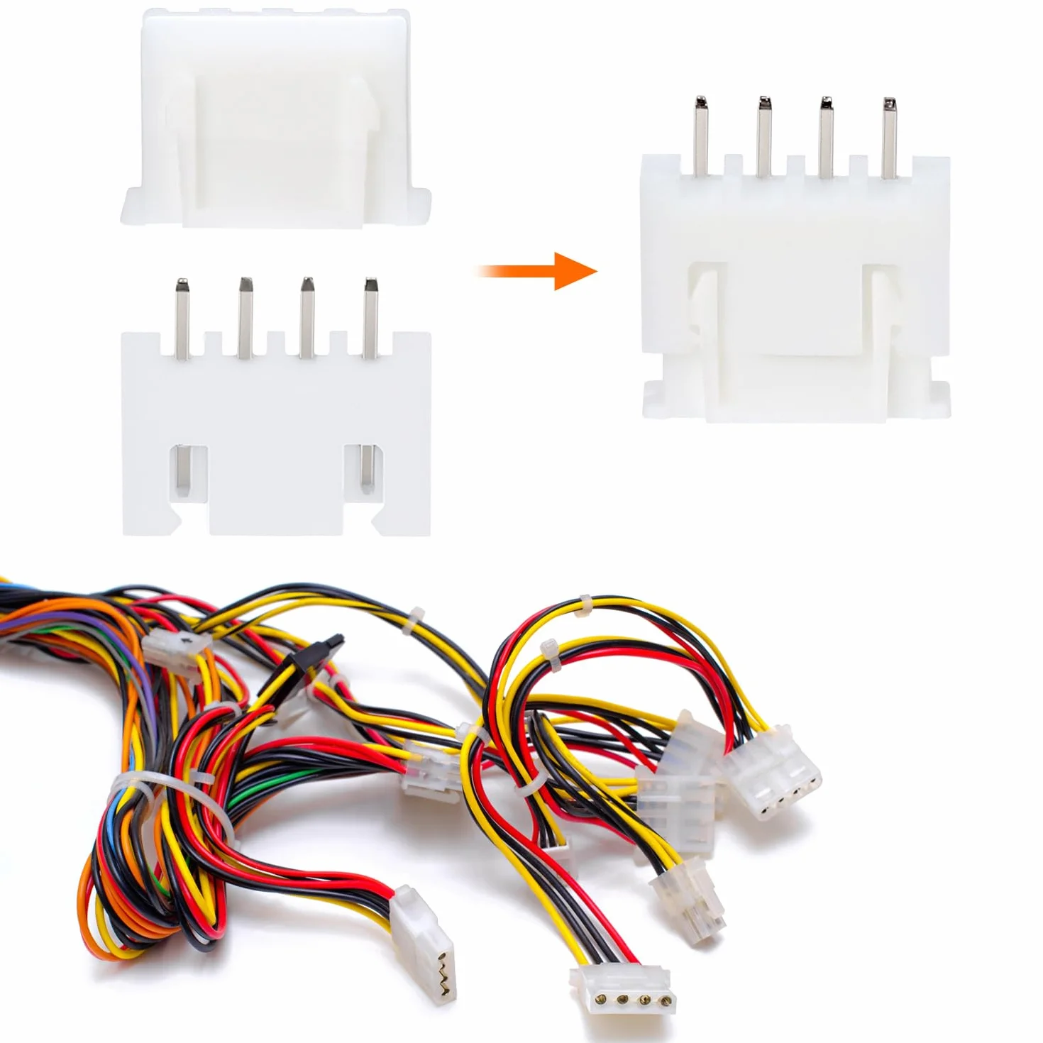 QWORK Zestaw złączy JST-XH 460 sztuk, 2,54 mm, 2/3/4/5/6 pinów męskich/żeńskich z zaciskanymi zaciskami, do zastosowań elektronicznych i LED