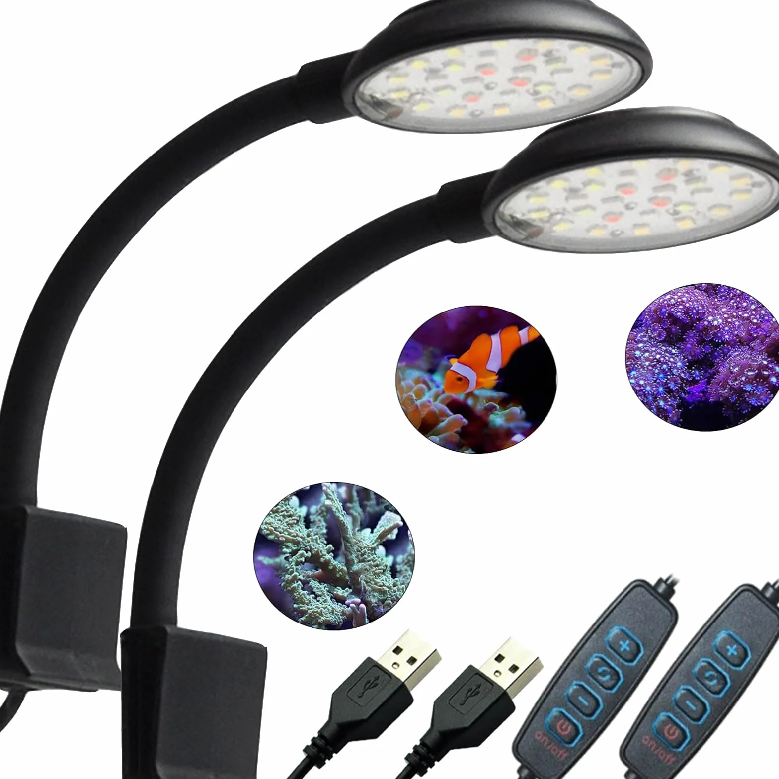 GERUI Lampa do akwarium 7 W 20-40 cm biała i niebieska światło 2 szt