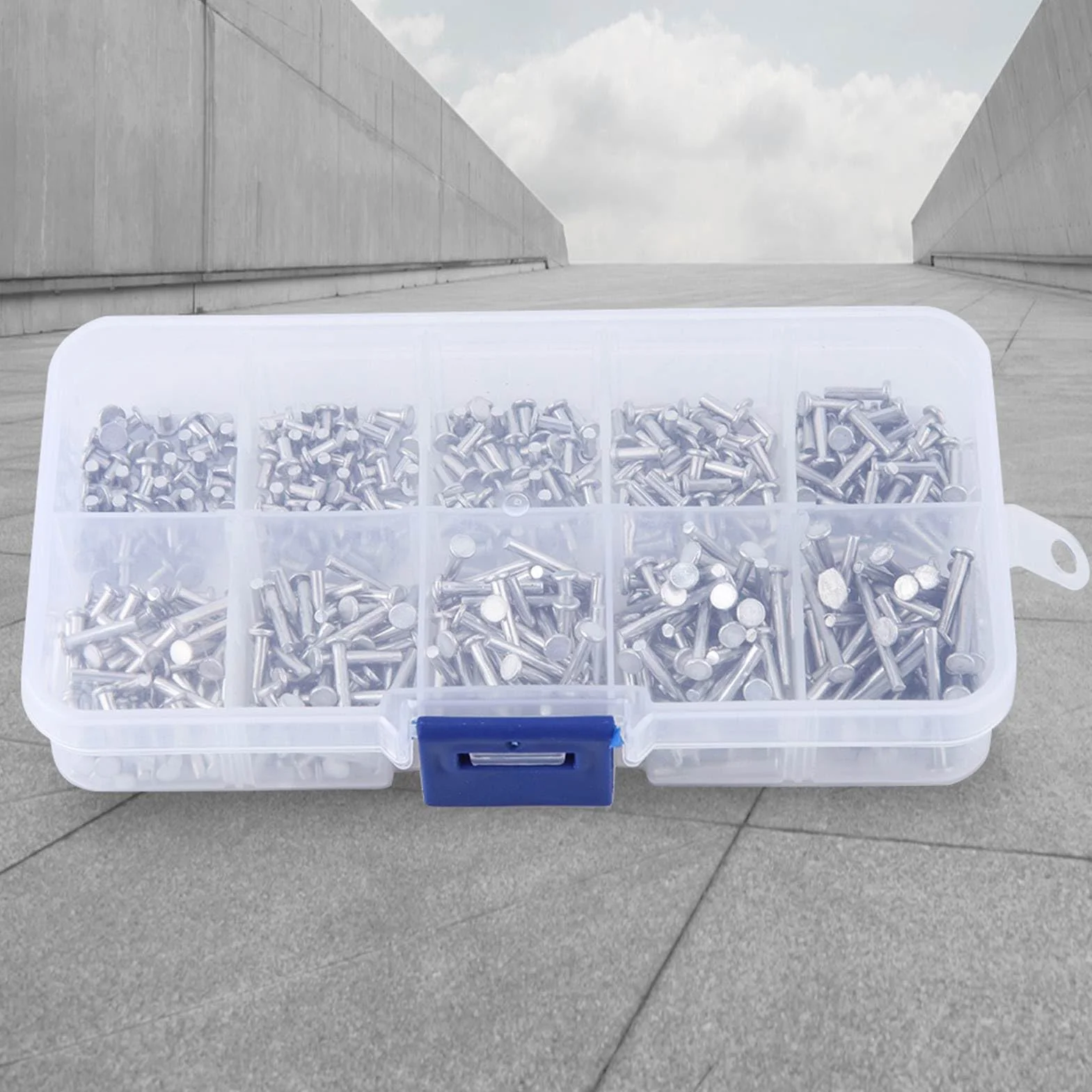 Płaskie Nity Aluminiowe z łbem Stożkowym Płaskim, 500 Szt. Zestaw Nakrętek z łbem Płaskim M2 z Litego Aluminium o Długości 3/4/5/6/8/10/12/14/16/18mm dla Przemysłu Motoryzacyjnego