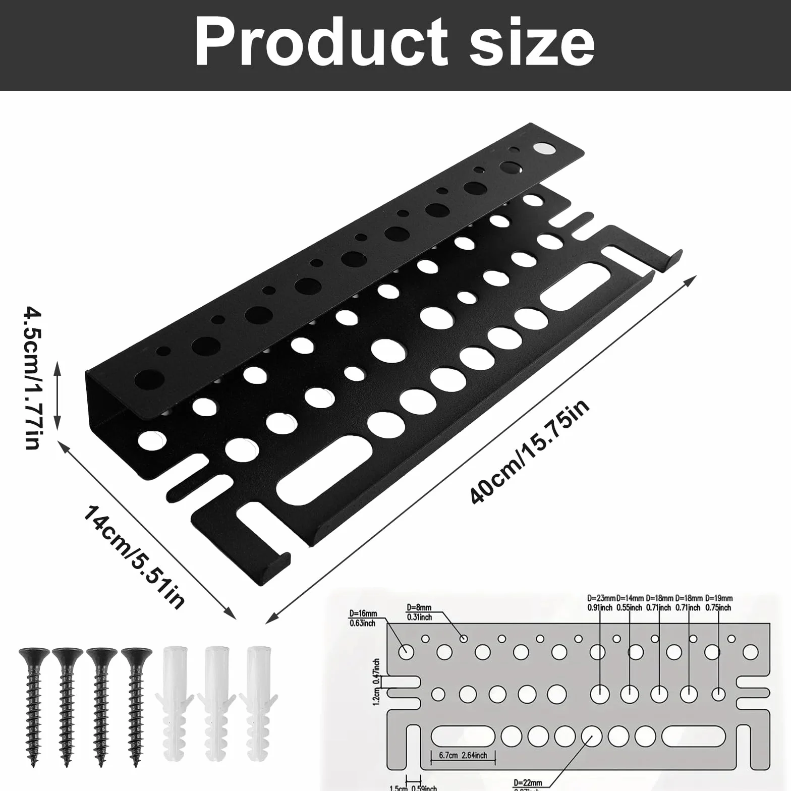Organizer na narzędzia, montowany na ścianie, 40 cm, metalowy uchwyt na narzędzia, regał na śrubokręty, klucze, stojak na młotek, narzędzie ręczne do warsztatu, szopy, gara