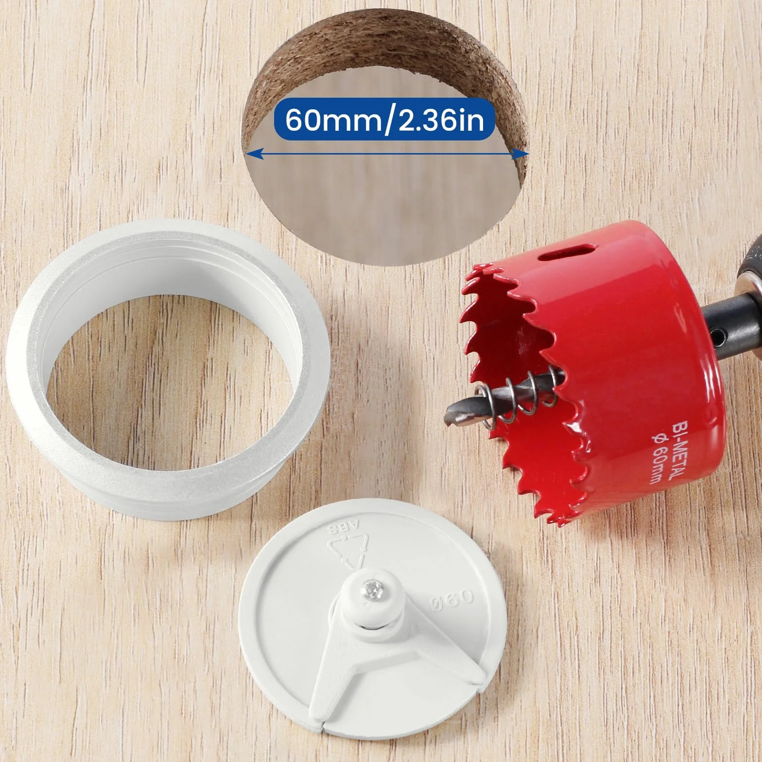 12 sztuk przepust kablowy na biurko, 60 mm przepust kablowy z 1 metalową otwornicą, okrągły przepust kablowy, do telewizora, komputera, kina domowego, biura, blatów roboczych (Grau)