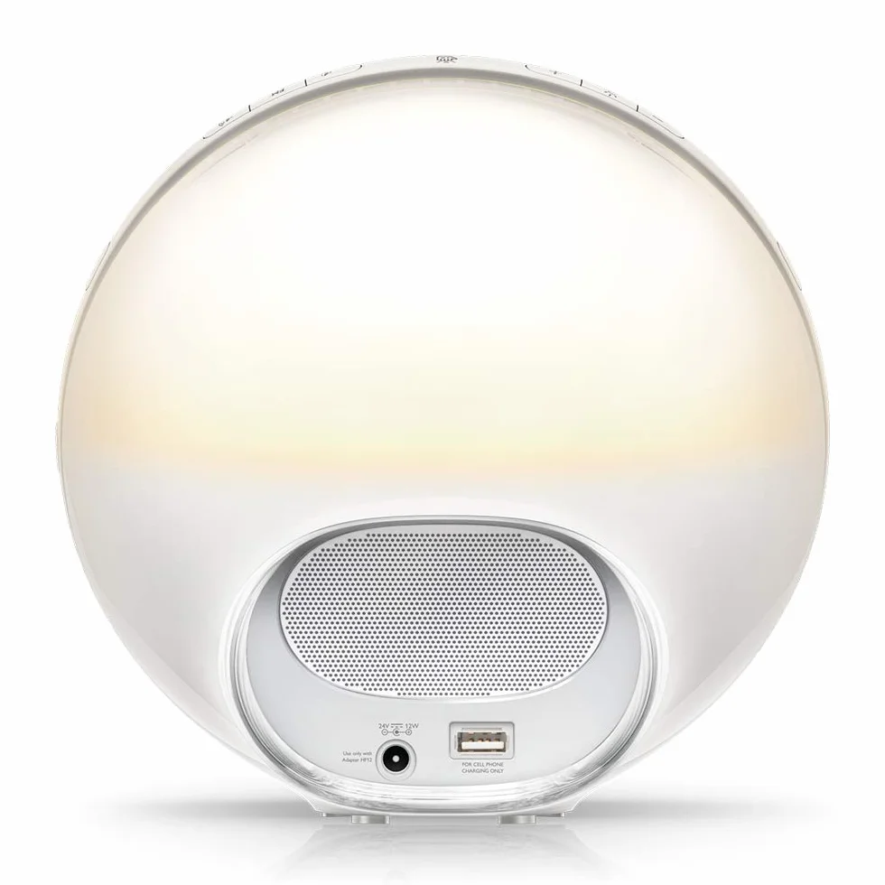 Philips SmartSleep Wake Up Light, kolorowa symulacja wschodu i zachodu słońca, 7 naturalnych dźwięków, radio FM i lampa do czytania, drzemka z kranem (model HF3531/01)