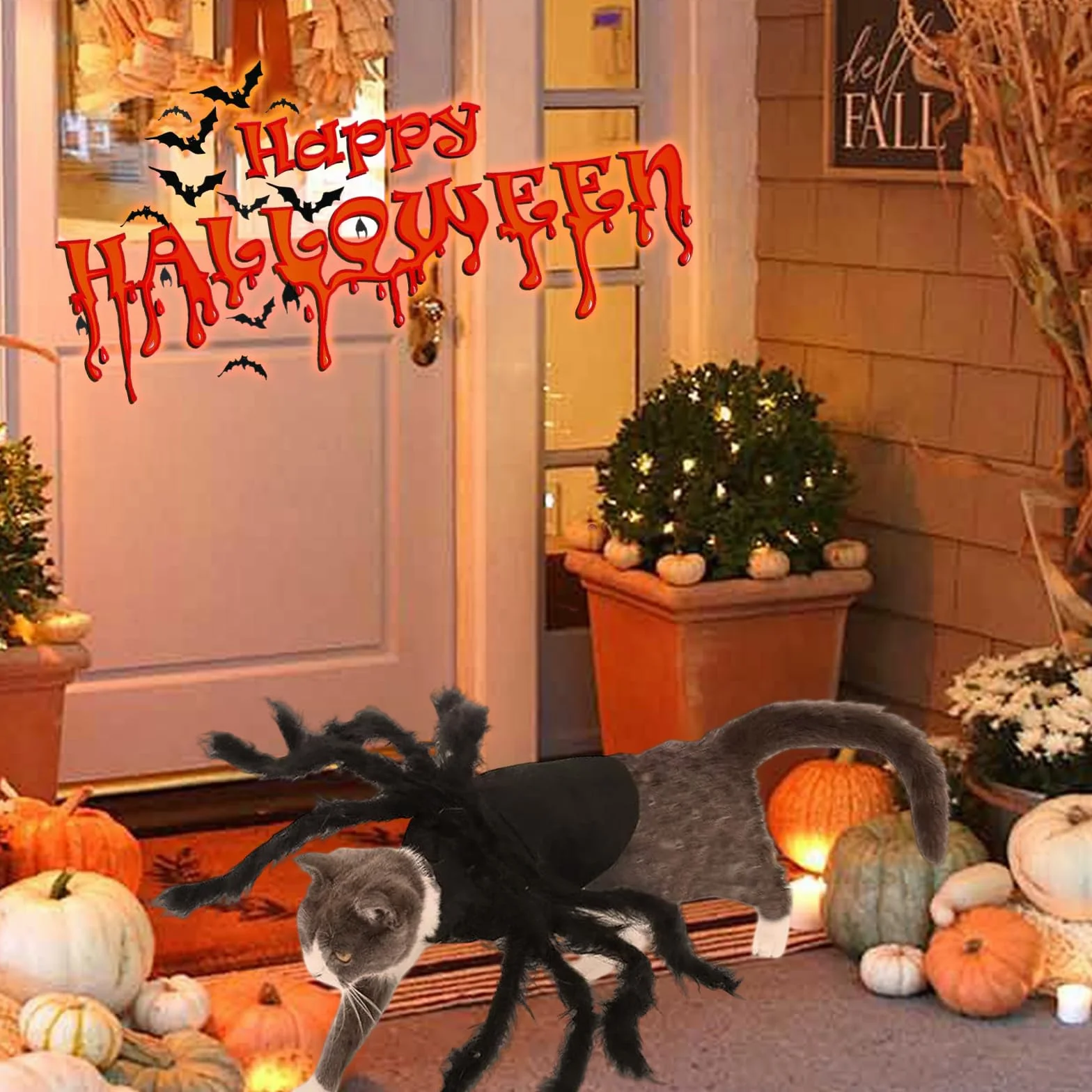 Kostium pająka na Halloween, filcowy kostium psa, kostium pająka, dekoracja na urlop, Halloween, pluszowy pająk, kostium dla małych i średnich psów i kotów, regulowany, czarny