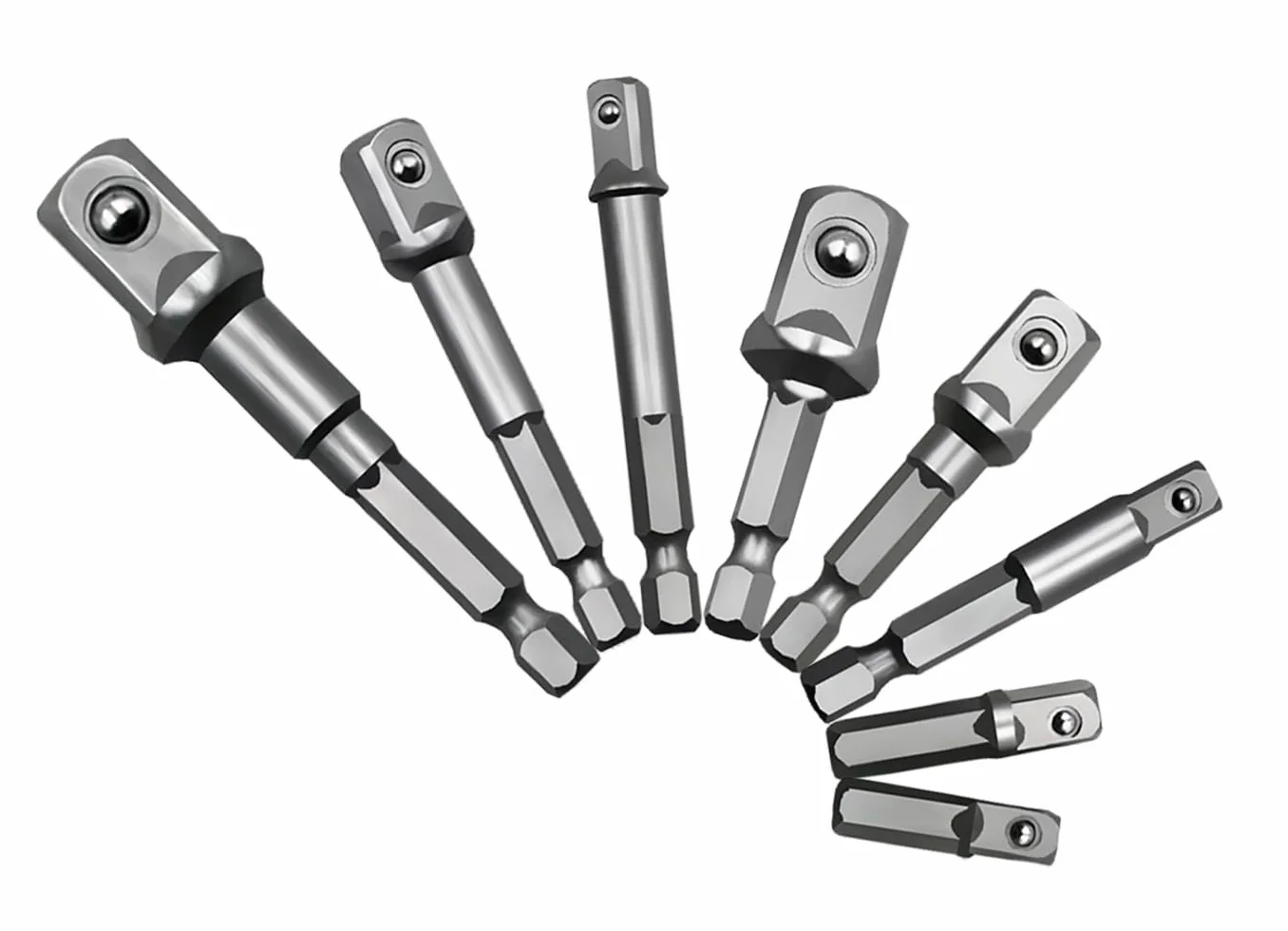 8-częściowy zestaw adapterów do kluczy nasadowych 1/2", 1/4", 3/8", zestaw adapterów do kluczy nasadowych z łbem nasadowym, do grzechotek, kluczy nasadowych