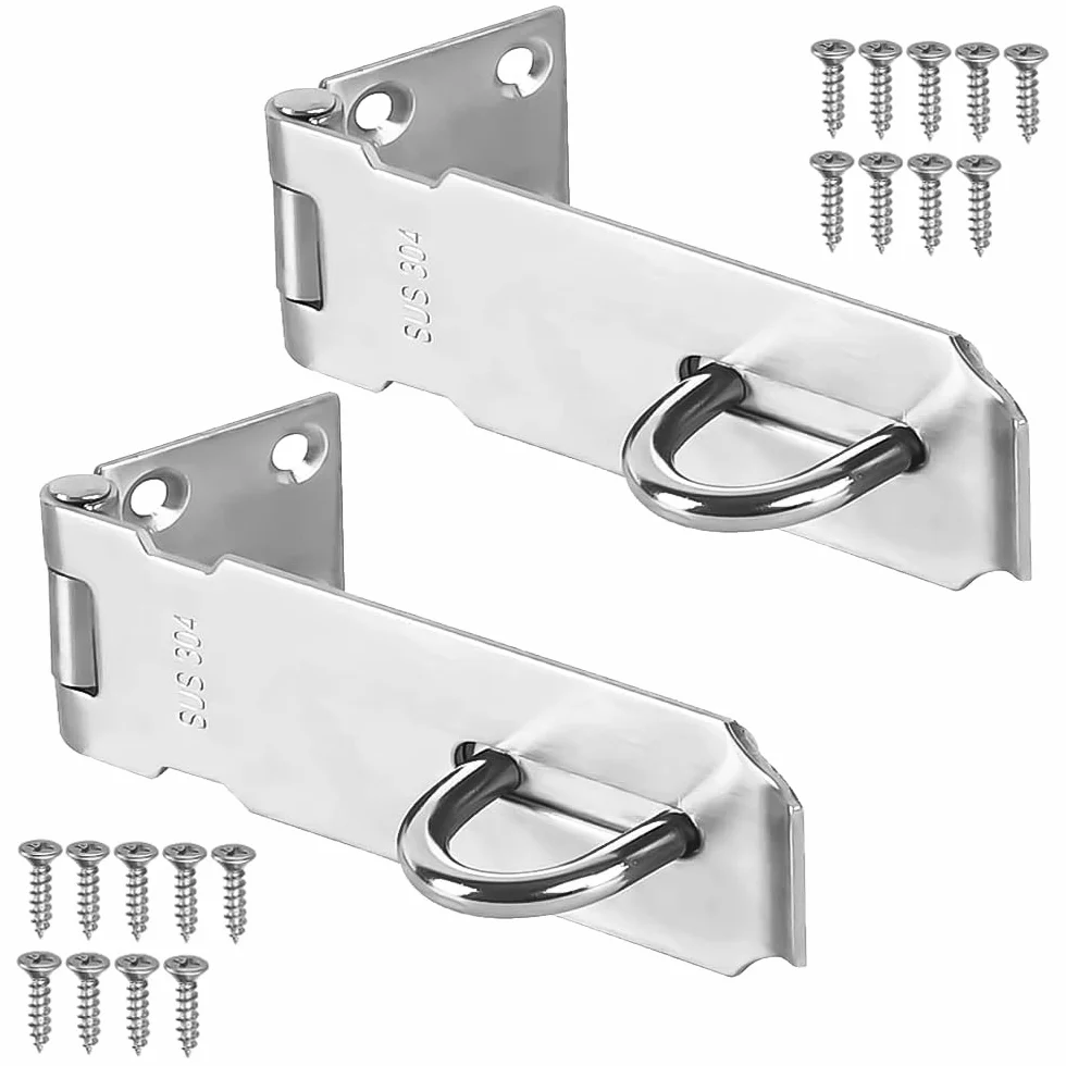 2 sztuki skobel 12,7 cm, zasuwa, rygiel blokada, stal nierdzewna 304 rygiel blokada skobel, rygiel nakładkowy, zabezpieczenia skobel z śrubami rygla do zamka przegubowego, szafki, bram