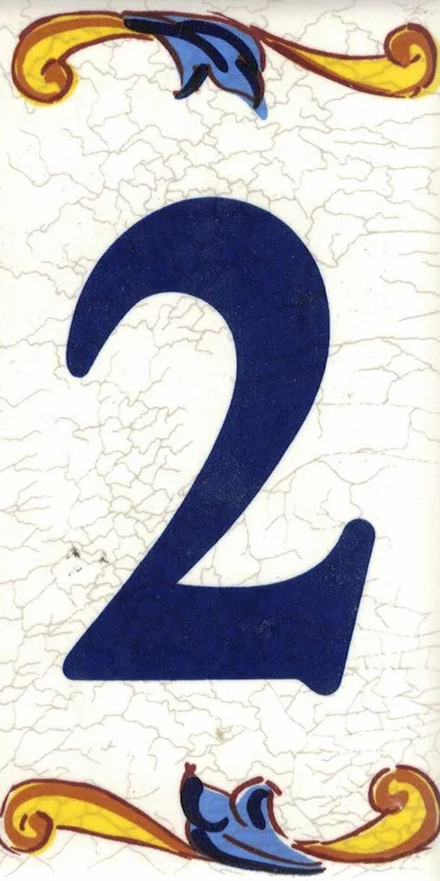 Numery domu, cyfry i litery na płytkach, ceramice, styl Craquelé, imię i adresy, duży wzór Craquelé, 7,5 x 15 cm (numer 2")
