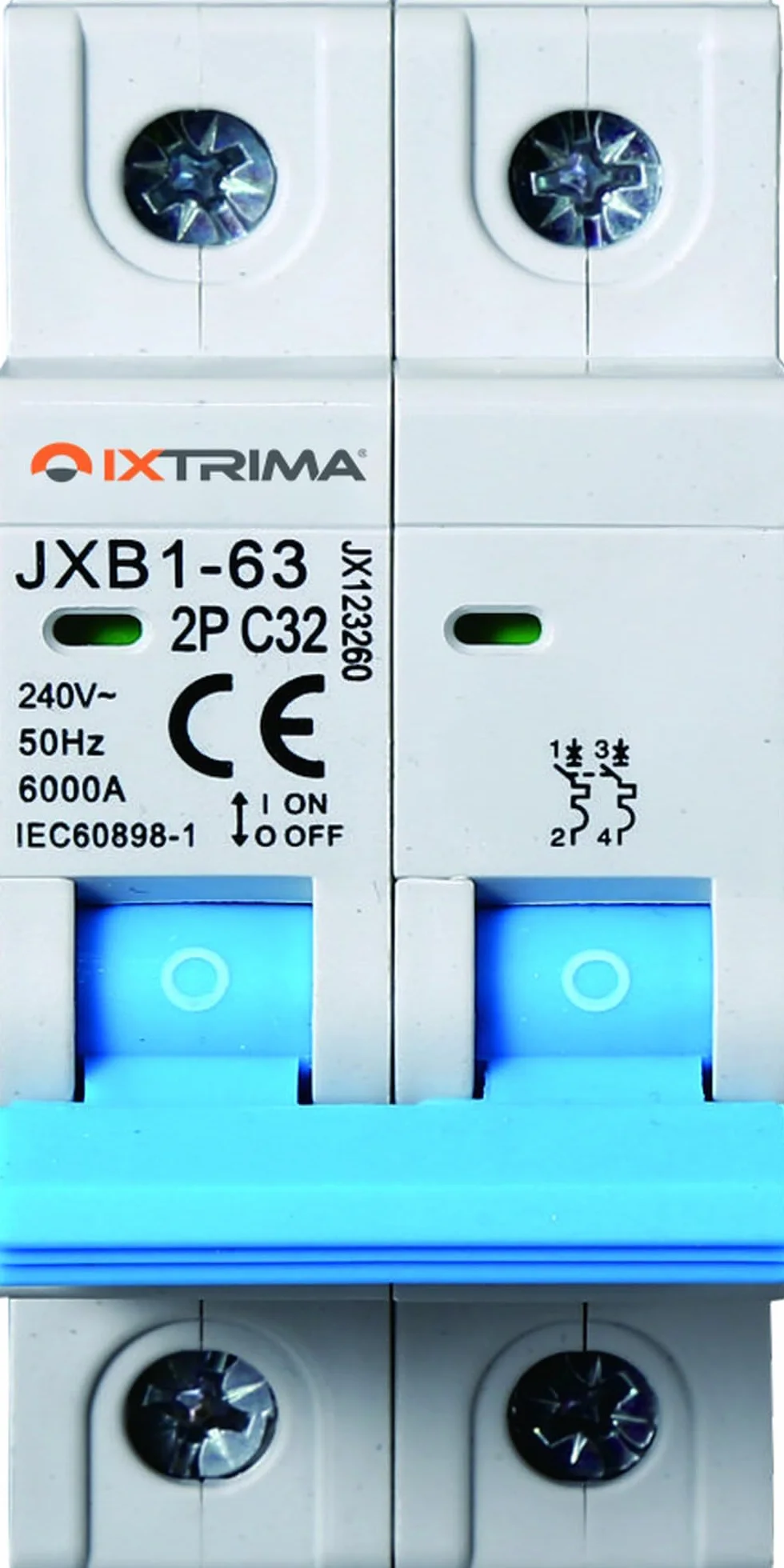 Automatyczny wyłącznik magnetyczny, 2P 32 A 220 V 6 kA, dwubiegunowy MCB 2P C32