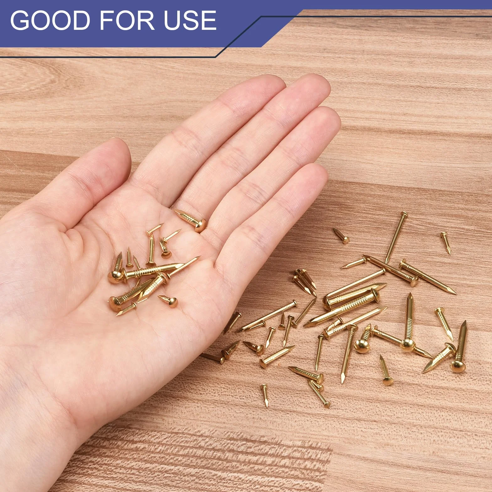 Mosiężne gwoździe 70 sztuk 2 x 25 mm okrągła główka do drewna DIY