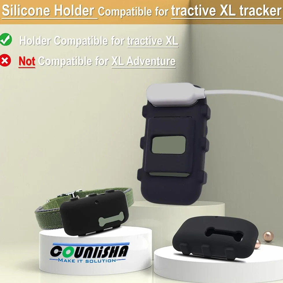 Silikonowy uchwyt kompatybilny z Tractive XL GPS lokalizator psów, gumowa osłona odporna na zarysowania z paskiem do obroży