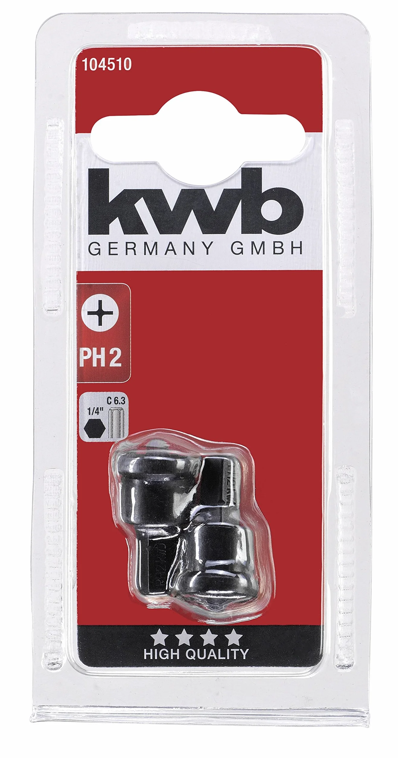 kwb 2 x bity Rigipss PH2 do lekkich płyt konstrukcyjnych 104510 (ogranicznik głębokości, 25 mm, ISO 1173 1/4'' C 6.3)