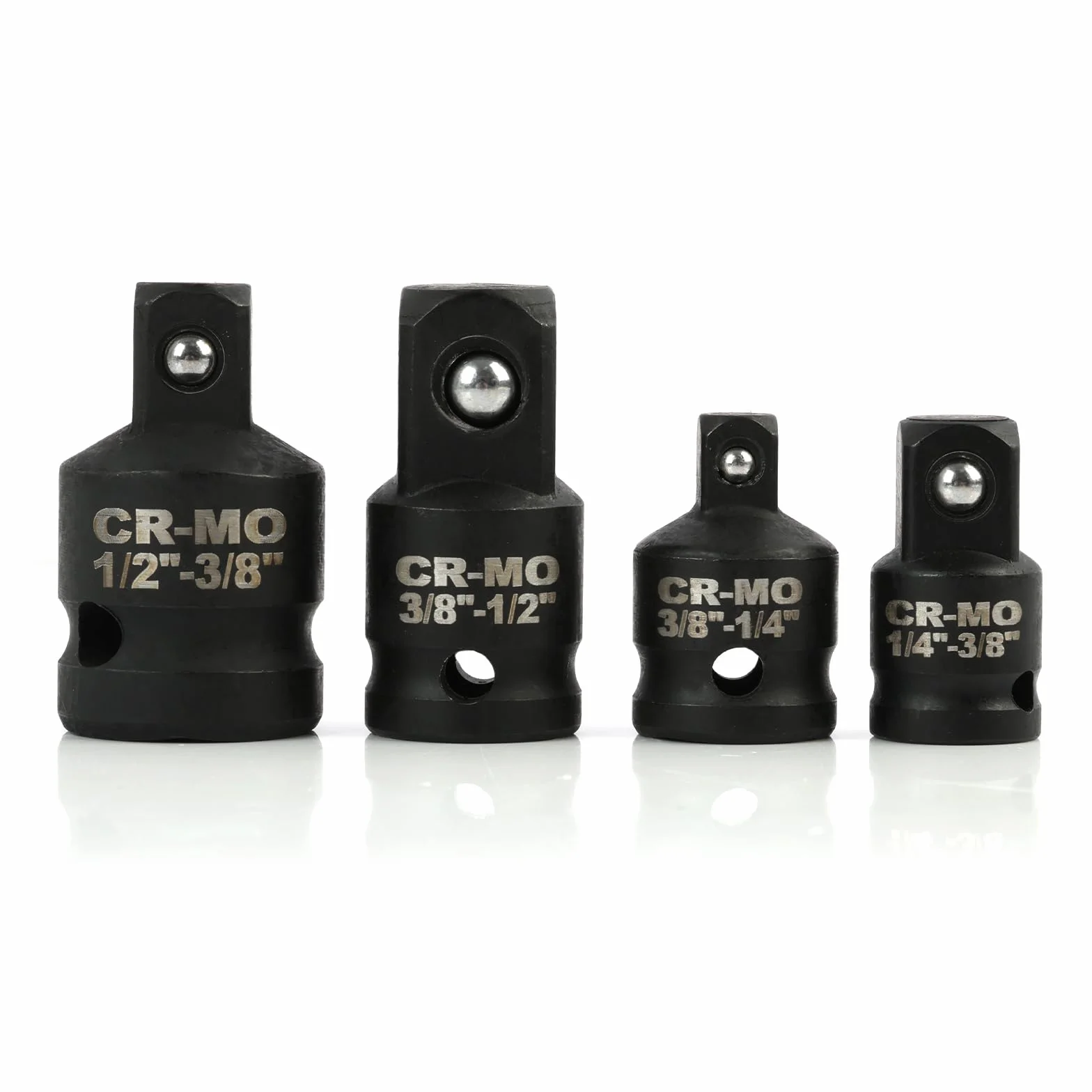 4-częściowy adapter nasadowy 1/4 na 3/8, 3/8 na 1/2, czarny