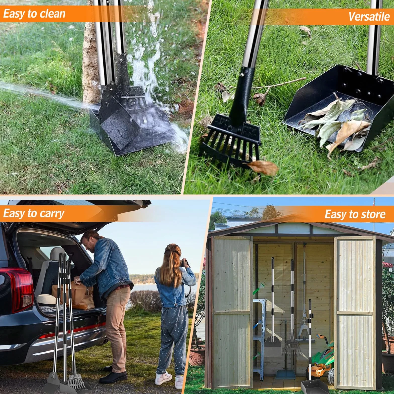 Anluomania 3-pak zbierania odchodów dla psów, zbieracz na odchody dla psów z grabiami, zbieranie odchodów dla psów z regulowanym długim uchwytem 97 cm, Dog Pooper Scooper do trawników, trawy