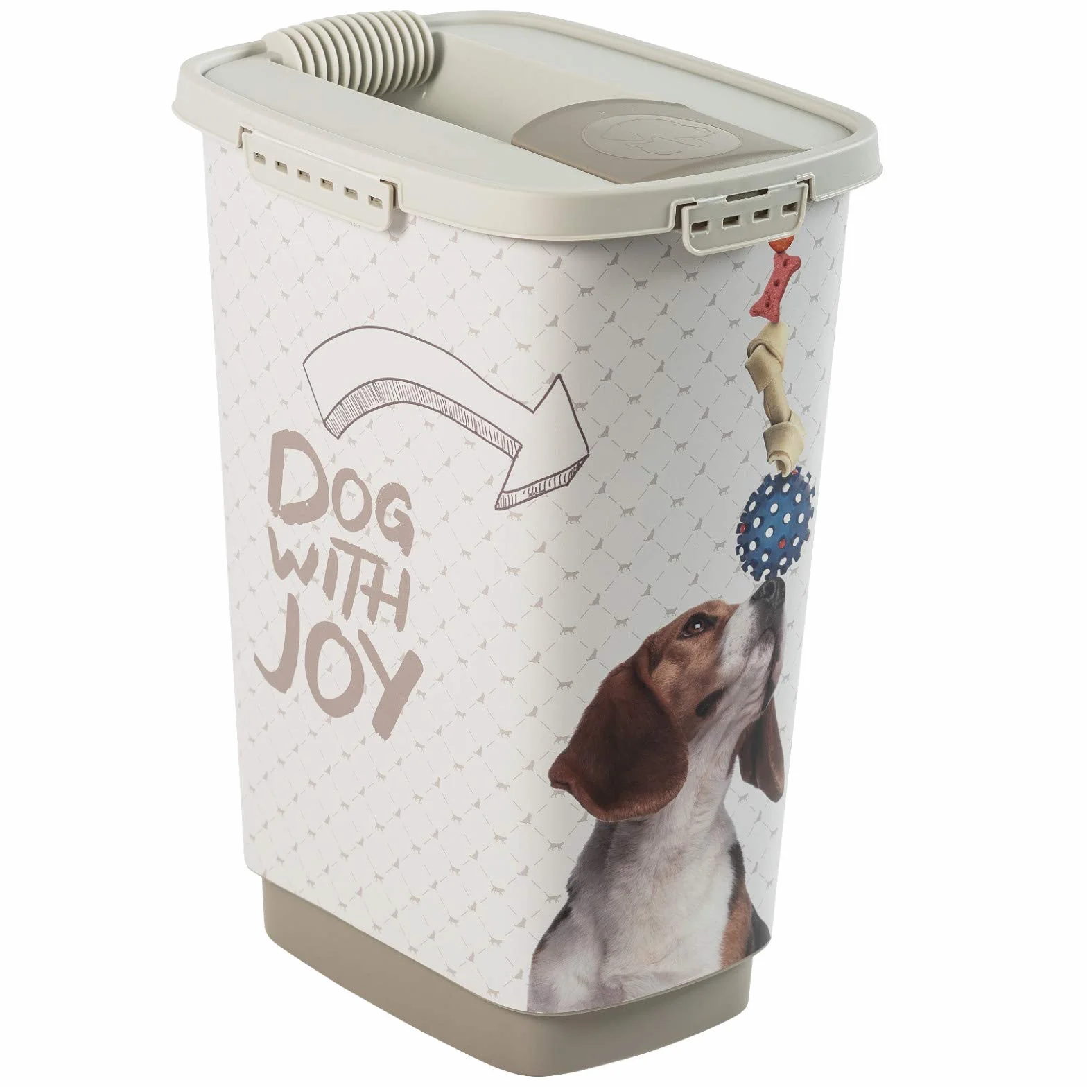 Rotho Mypet Cody Pojemnik na karmę dla zwierząt, 25 l z pokrywką i wylewką, tworzywo sztuczne (PP) bez BPA, antracyt/biały, 25 l (33,0 x 25,0 x 46,3 cm)