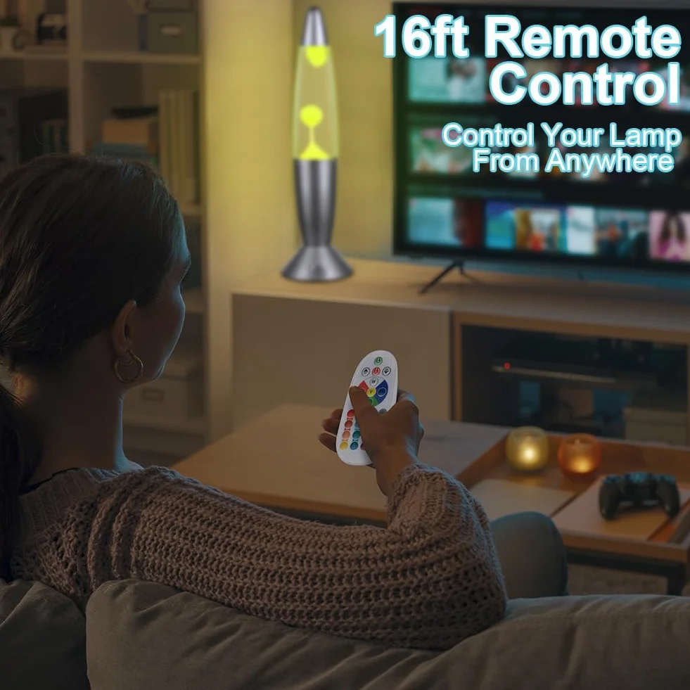 HOTUT Lampa lawowa, 35,6 cm lampa woskowa z 17 zmianami kolorów i pilotem zdalnego sterowania, relaksująca atmosfera LED lampka nocna, do sypialni, salonu, pokoju dziecięcego, dekoracja domu, prezent