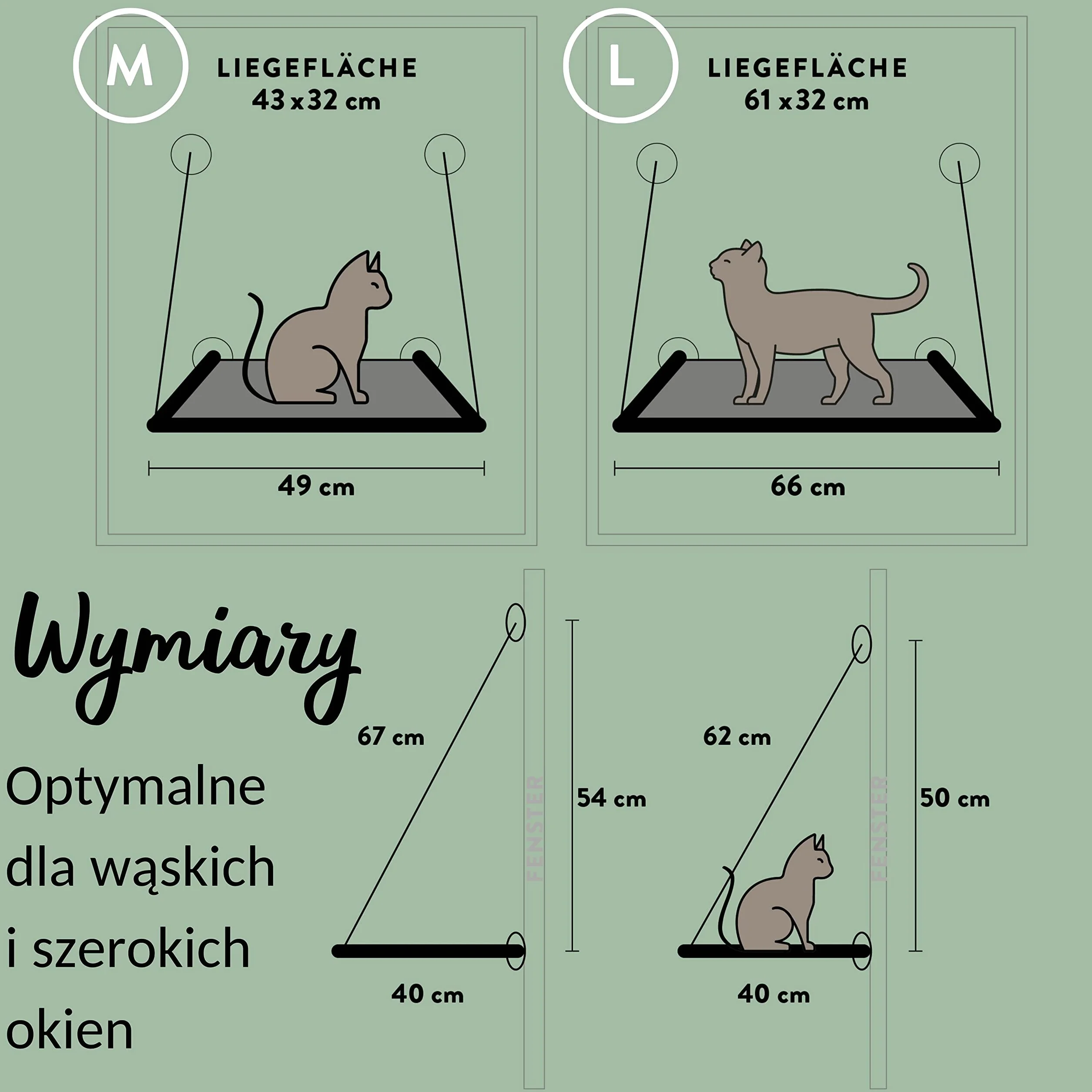 Rijk Hamak Okienny dla Kotów, Waga do 23 kg, Stabilne Miejsce do Leżenia w Oknie