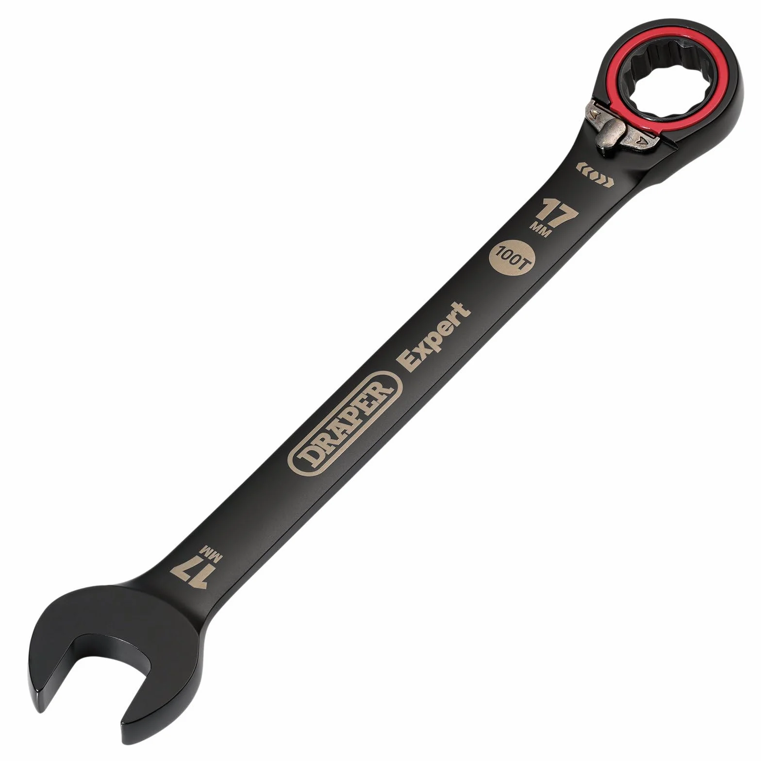 Draper 03907 Expert HI-TORQ metryczny klucz płasko-oczkowy z grzechotką, 17 mm, czarny