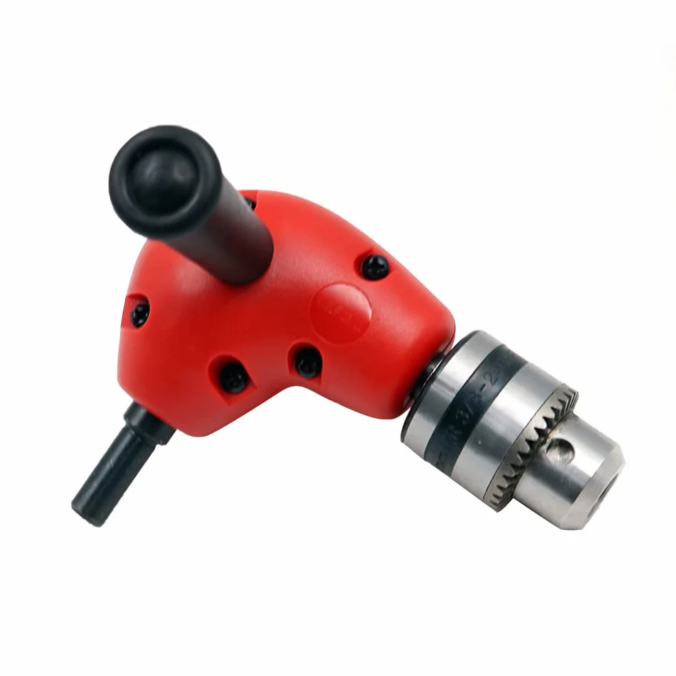 1-10 mm zaokrąglenie 90 stopni z zagięciem pod kątem prostym, przedłużenie, w pełni metalowa podszewka, stal węglowa, adapter do wierteł z trzonkiem 9,5 mm, 3/8 cala, czerwony i czarny