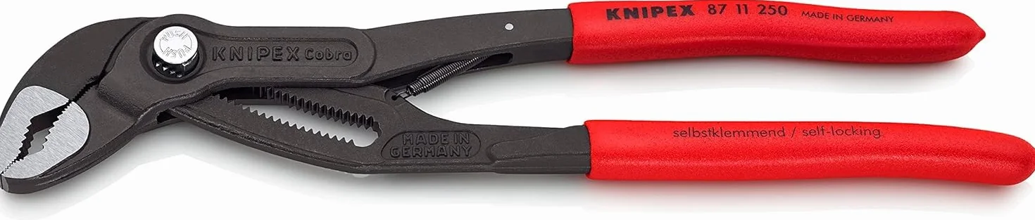 KNIPEX Cobra...matic Szczypce nastawne do rur w opakowaniu z zawieszką fosforanowana, szara pokryte antypoślizgowym tworzywem sztucznym, 87 11 250 SB