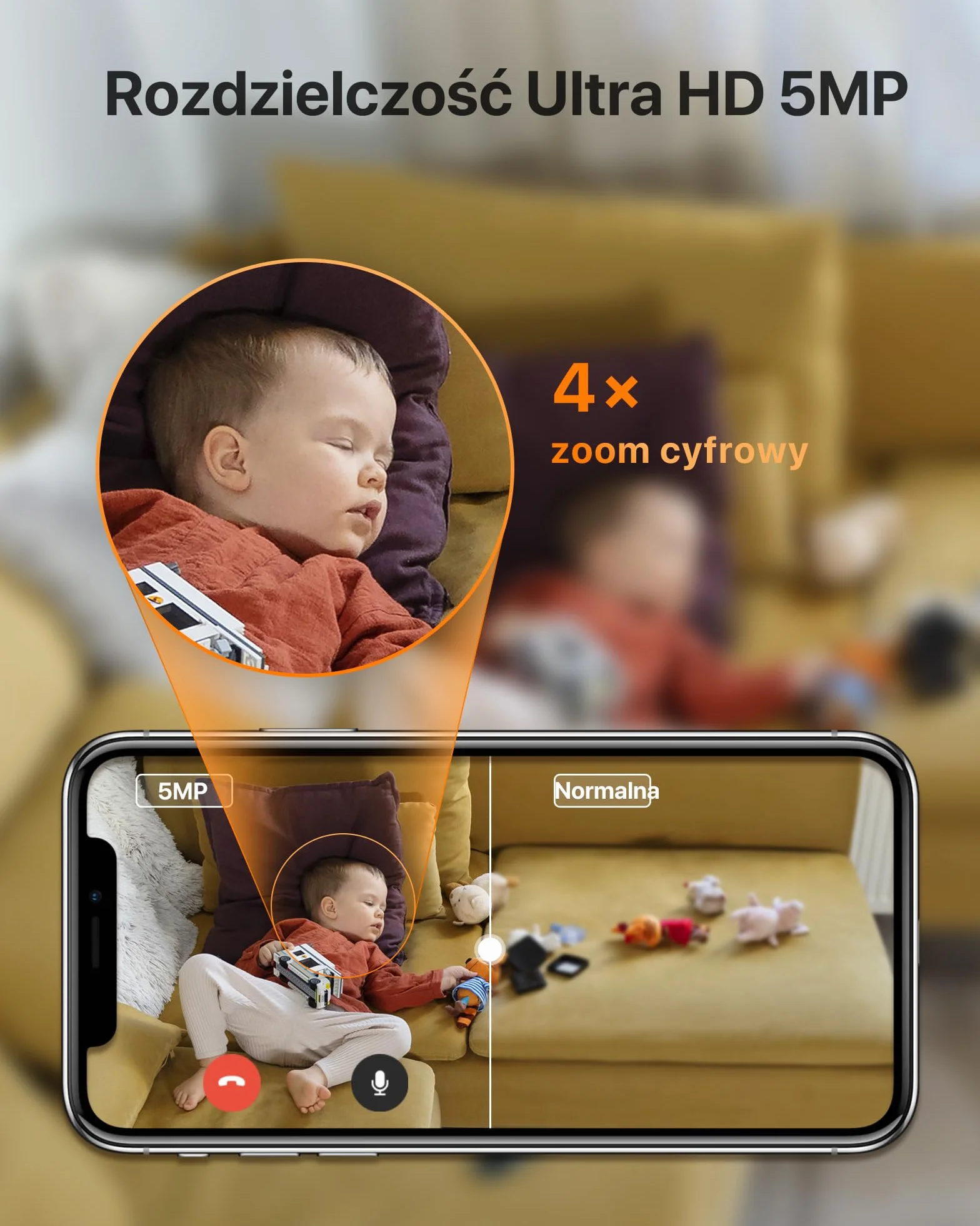 Tenda Kamera do monitoringu wewnętrznego CP7 V2.0, 360 stopni, Wi-Fi IP, 2-drożne audio, 5 MP, widoczność w nocy, alarm dźwiękowy i świetlny, śledzenie ruchu, kamera dla zwierząt domowych, kamera dla