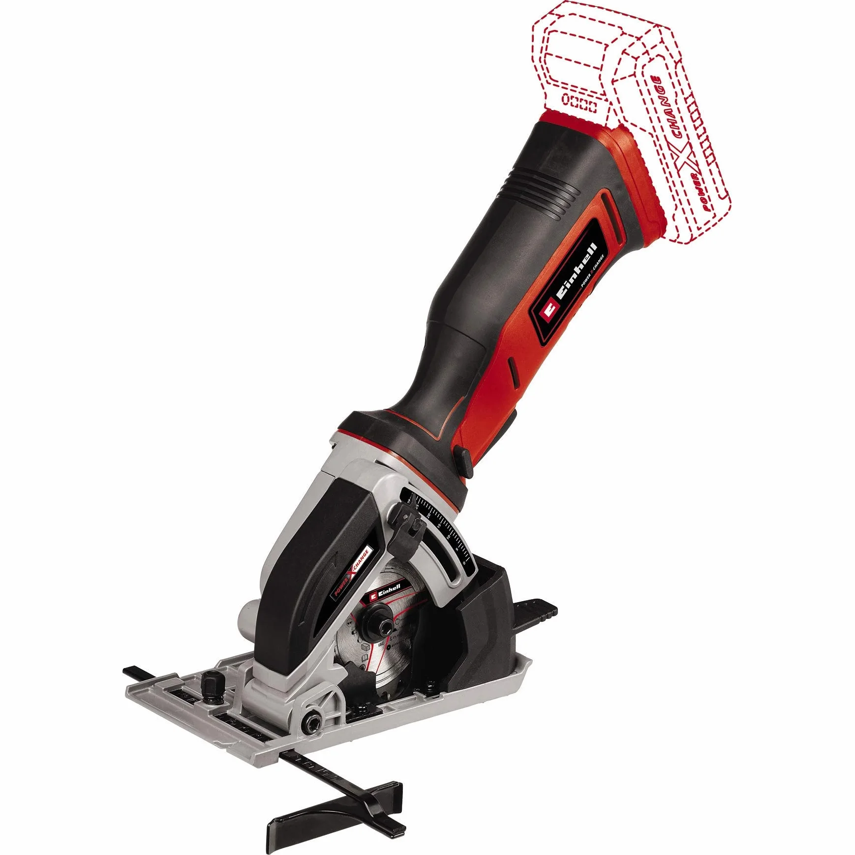 Einhell Akumulatorowa mini pilarka tarczowa TE-CS 18/89 Li-Solo Power X-Change (18 V, Li-ion, 2500 min-1, głębokość cięcia 28 mm, średnica tarczy piły 89 mm, bez akumulatora i ładowarki)