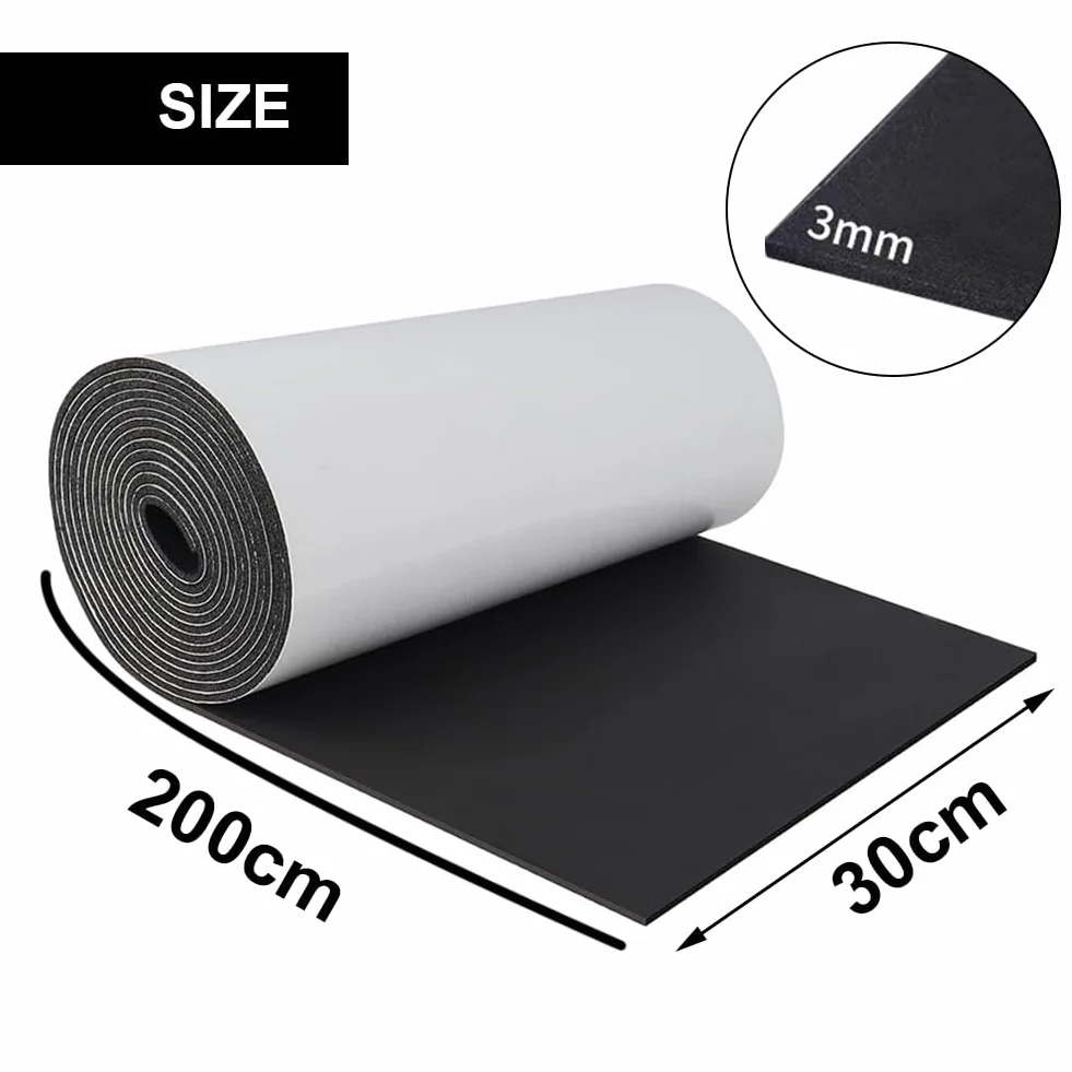 Rolka gumy piankowej - 300 mm (szer.) x 3 mm (D) x 2 m (szer.) na drzwi i okna, ochrona przed wiatrem i deszczem, ochrona przed wstrząsami, izolacja akustyczna, DIY