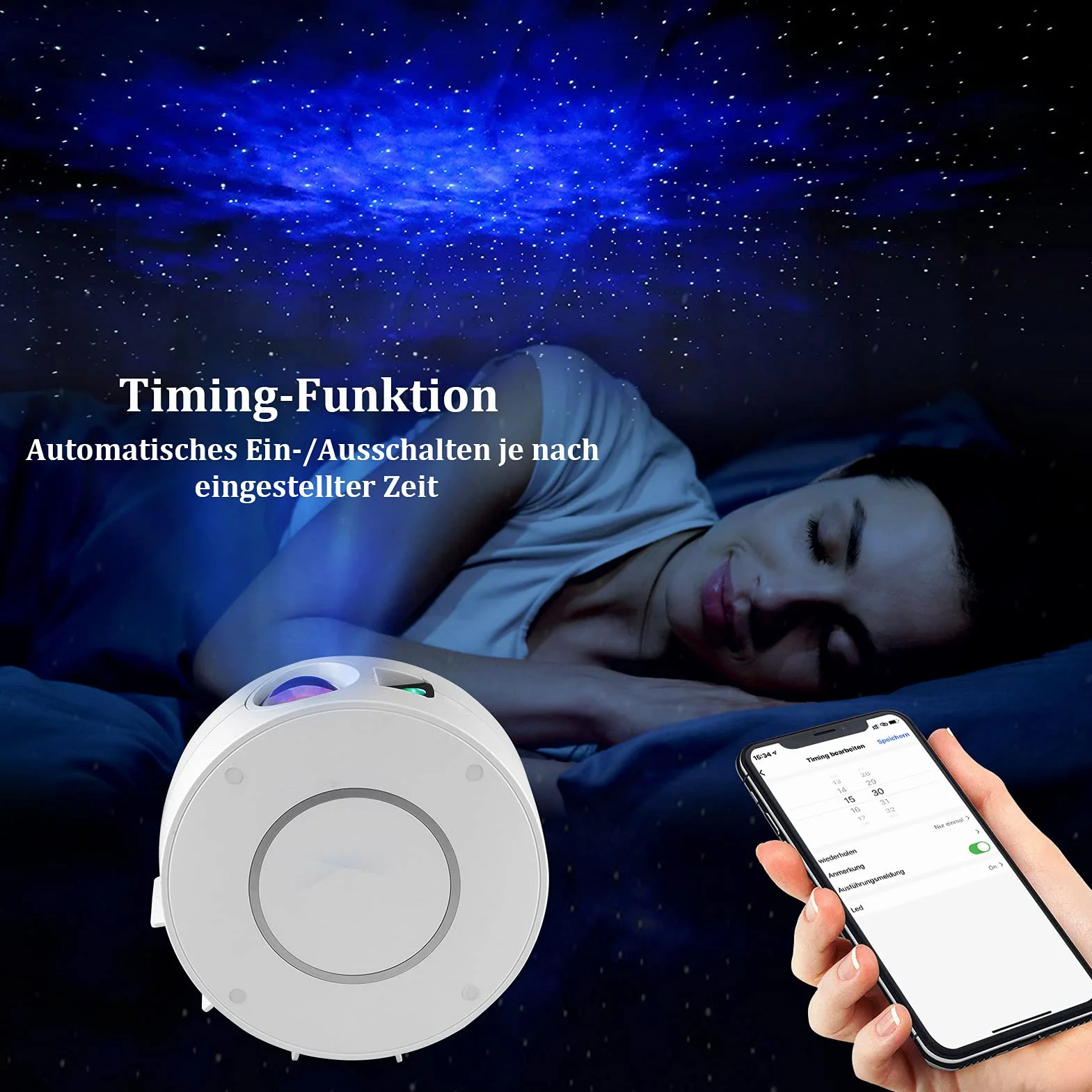Nigecue LED Smart Projektor Gwiazdzistego Nieba, WiFi LED Projektor 3D Galaktyki z Aplikacją, Sterowanie Głosowe, Timer, Kompatybilny z Alexa i Google Assistant