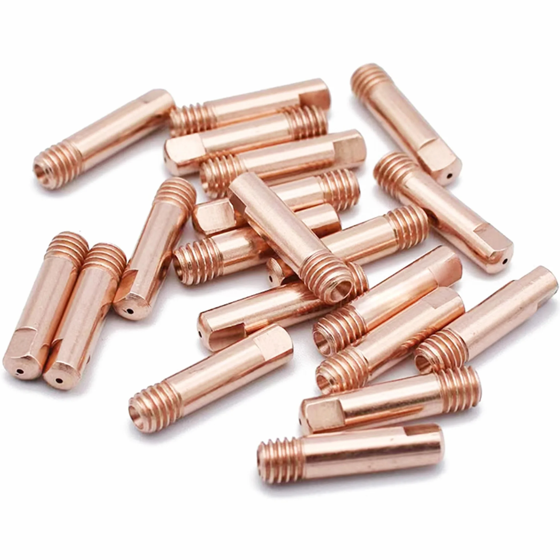 40 sztuk miedzianych końcówek stykowych dysze spawalnicze dysza prądowa 0,8 mm, 0,9 mm, 1 mm do spawarki 15AK Mig Mag Akcesoria spawalnicze końcówki kontaktowe zestaw części eksploatacyjnych