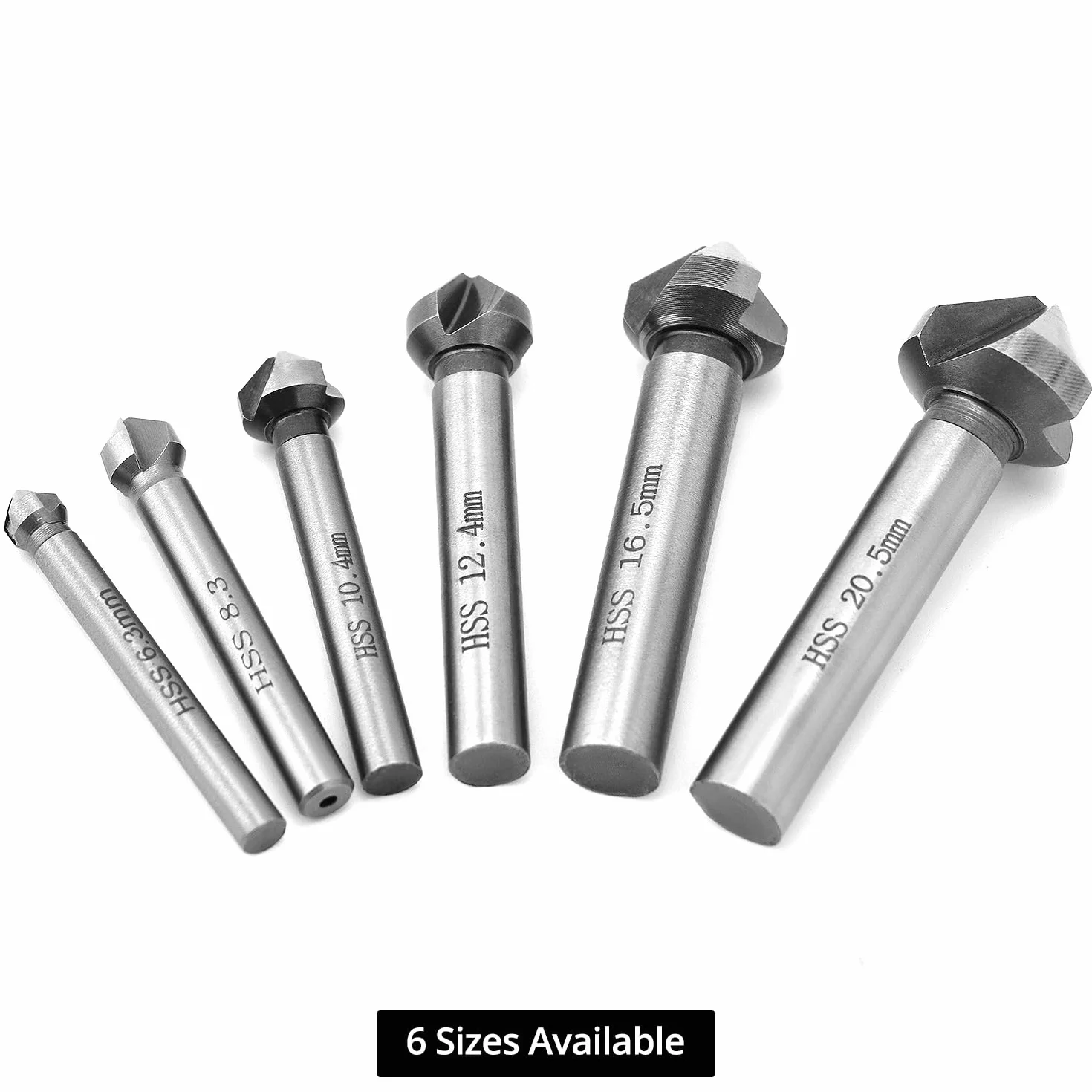 QWORK® 6-częściowy pogłębiacz pogłębiający 90°, 6,3-20,5 mm HSS stalowe pogłębiacze pogłębiające wiertła do drewna, metalu, tworzywa sztucznego
