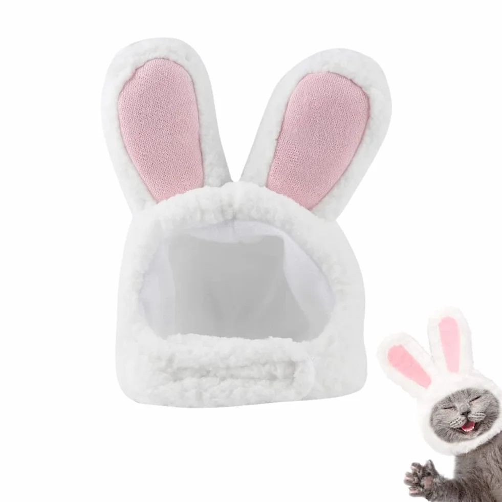 Bunny Hat, śliczny Kostium Pluszowy Kapelusz Królika dla Kotów i Małych Psów Kostium Imprezowy Halloween Akcesoria Nakrycia Głowy