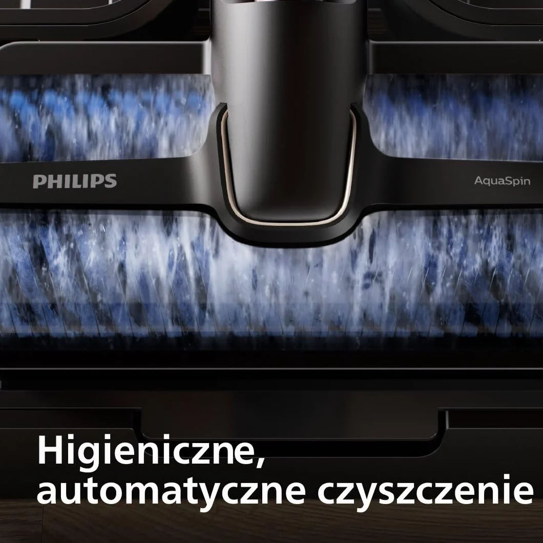 Philips Bezprzewodowy odkurzacz AquaTrio z serii 9000 - czyszczenie na mokro i sucho 3 w 1, higieniczne, automatyczne czyszczenie, system podwójnej szczotki, wykrywanie zabrudzeń LED (XW9463/11)