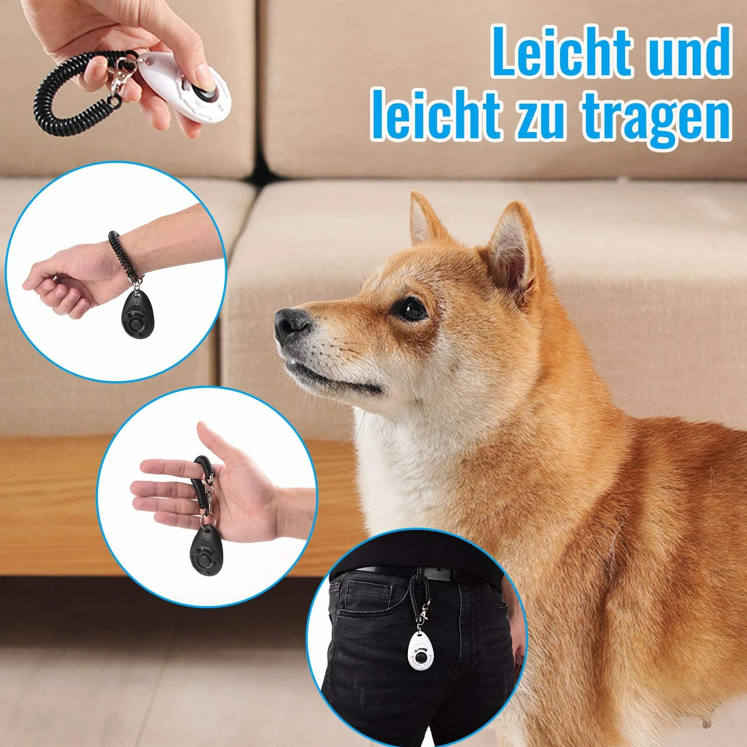 Diyife Clicker Clicker dla Psów, z Elastycznym Paskiem i Dużym Guzikiem, Profesjonalny Clicker Treningowy dla Kotów, Psów, Koni [3-pak, Czarny + Niebieski + Biały]