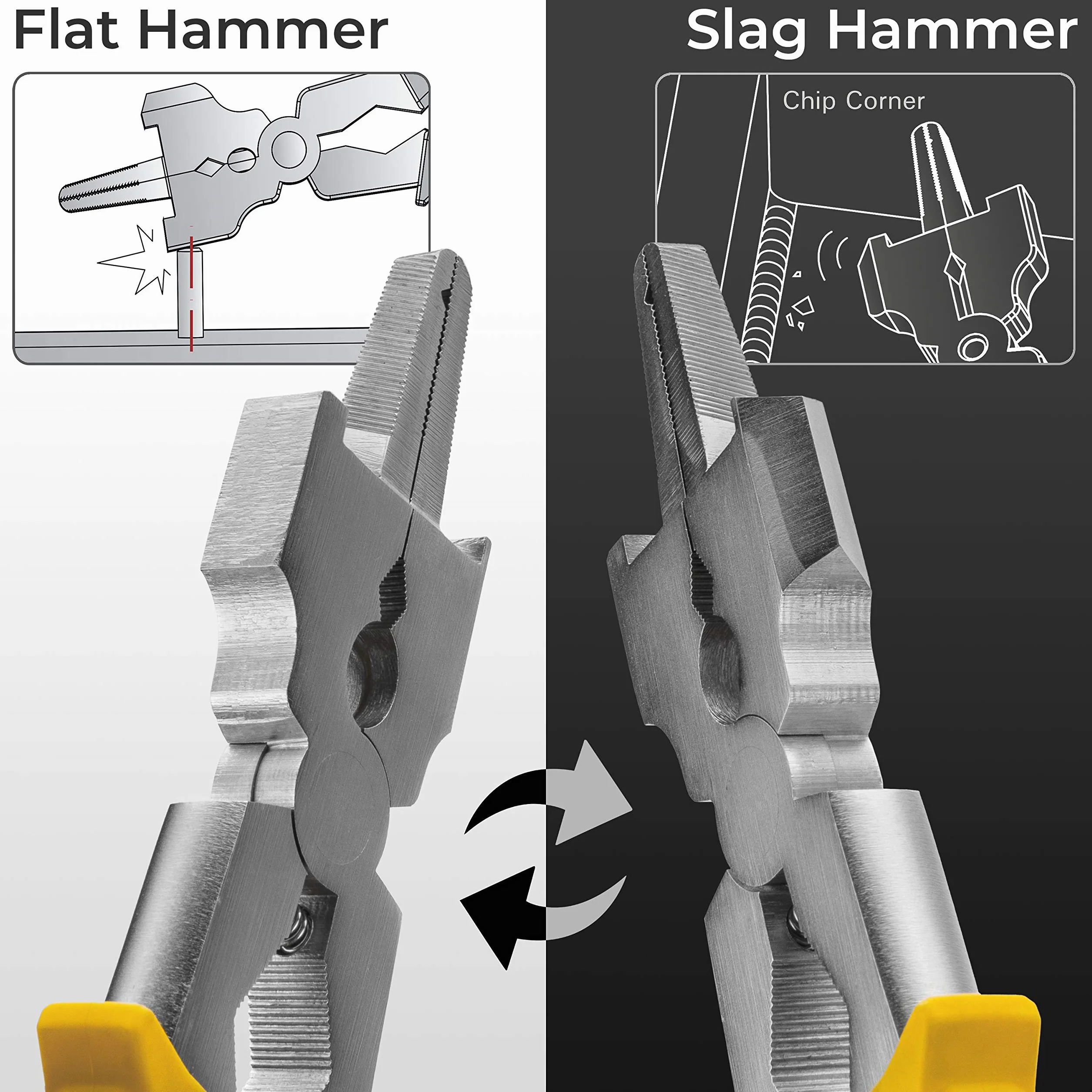 Strong Hand Tools, Deluxe MIG szczypce spawalnicze, młotek do żużla, młotek płaski, skrobak, drobne i grube pilniki, nacięcie boczne, łańcuch podtrzymujący, ergonomiczny uchwyt, poddane obróbce
