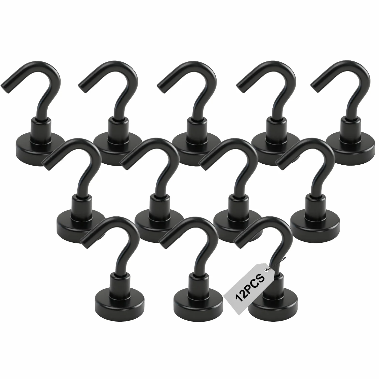 12 sztuk haczyków magnetycznych, bardzo mocne, 16 mm, magnesy neodymowe, 6 kg, do kuchni, garażu, szafki, szafki, sufitu, kolor czarny