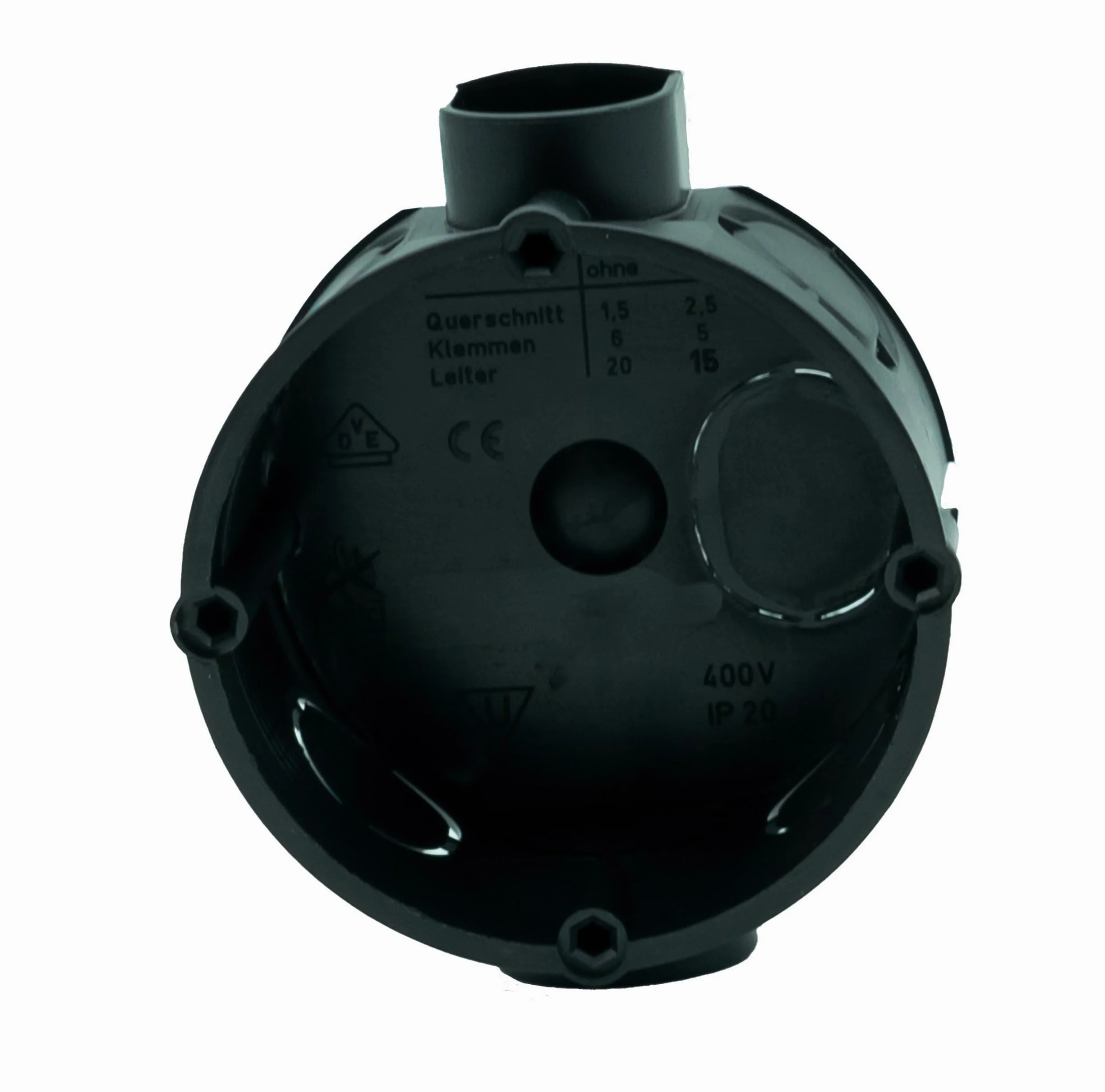 Podtynkowa puszka na urządzenia Ø 60 x 42 mm, czarna, 10 sztuk – puszka przełącznika/gniazdko elektryczne do muru i betonu – puszki podtynkowe