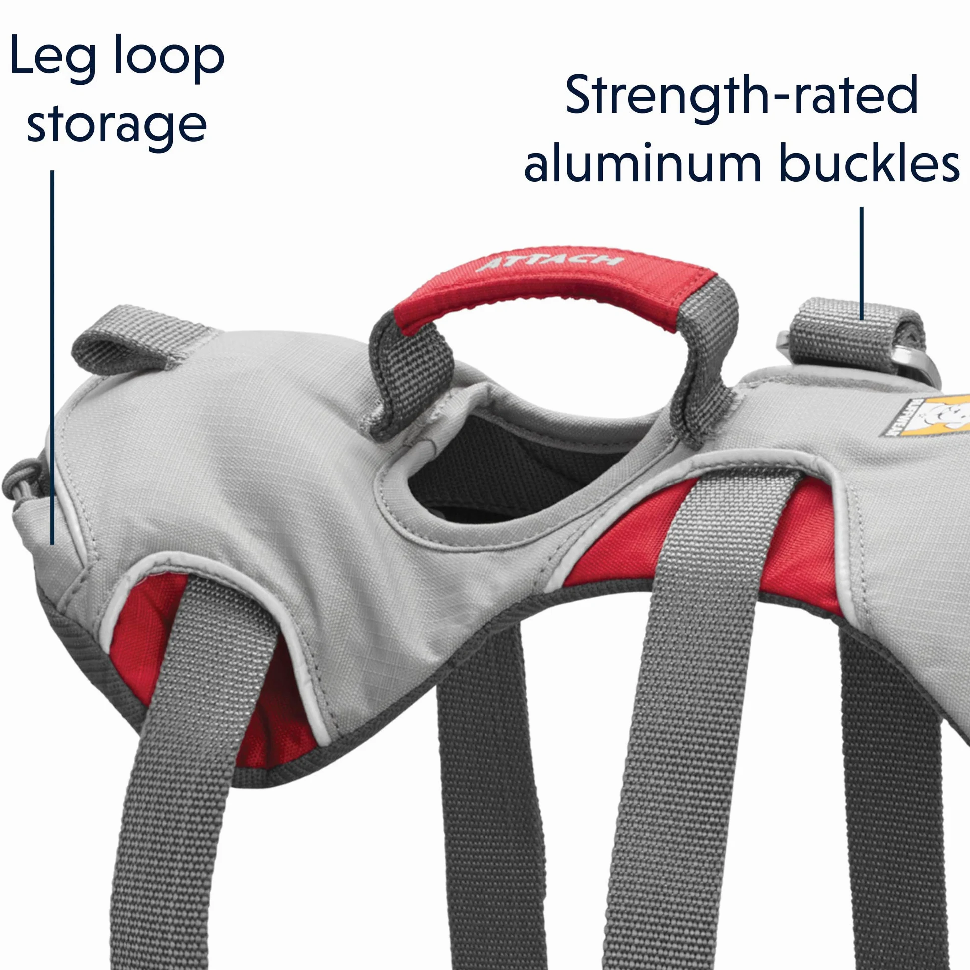 Ruffwear Szelki wspinaczkowe dla psów, bardzo małe rasy, regulowane dopasowanie, rozmiar: XS, Cloudburst Grey, podwójna uprząż
