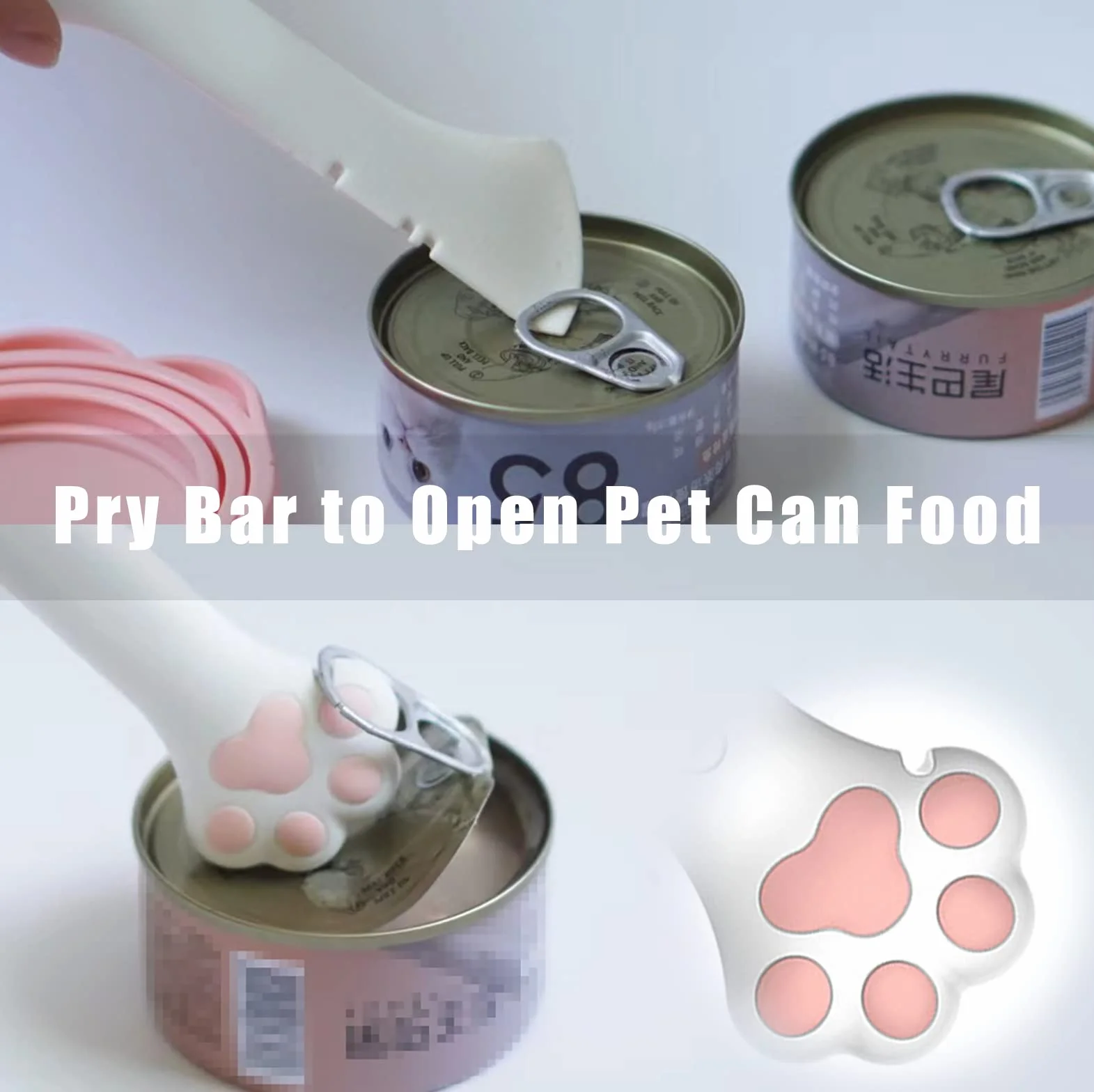 Meow&Woof Pokrywa i łyżka do puszki z karmą dla kotów, bez BPA, silikonowa osłona do przechowywania mokrej karmy dla zwierząt, nakładka wielokrotnego użytku na puszki 3/5/5,1/5,5/12/14 uncji do