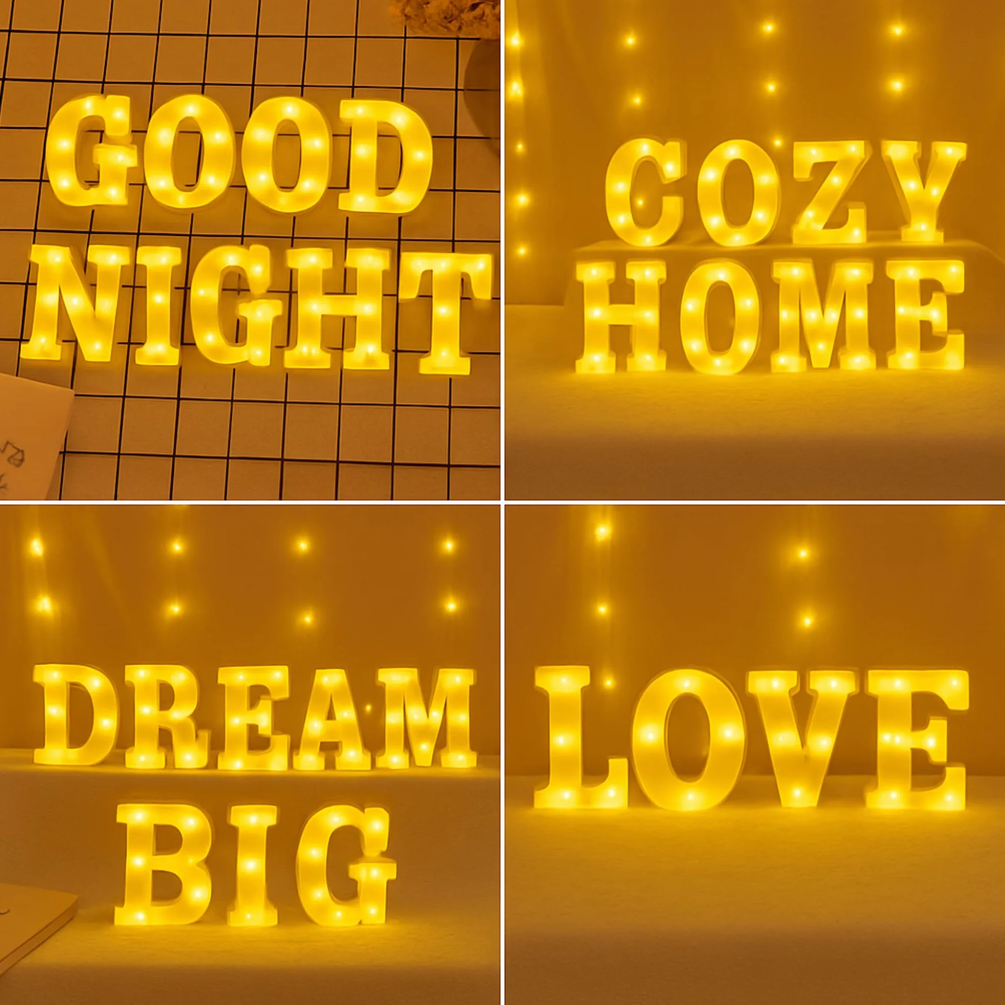 JANDEI - Litery LED, świecące Numery i w Kształcie Serca z Ciepłym światłem do Dekoracji i Kreowania Atmosfery, Lampki Nocne, na Urodziny, Wesela, Przyjęcia, Gabloty. Działają na Baterie AA (A)