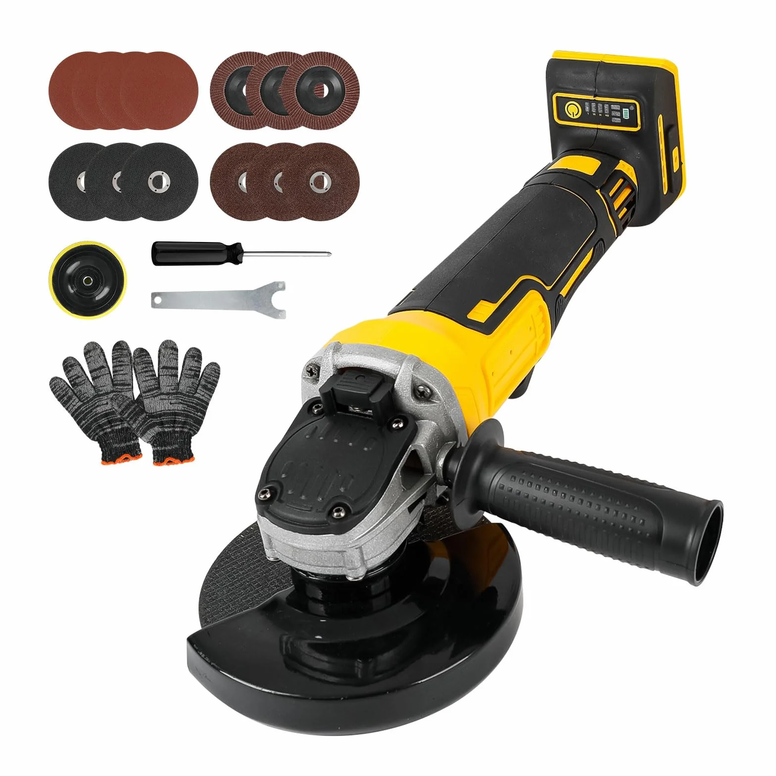 Akumulatorowa szlifierka kątowa do Dewalt 18V 20V, 125mm 8500RPM bezszczotkowa elektryczna 3-biegowa szlifierka elektronarzędzie do cięcia, szlifowania, polerowania drewna, plastiku, metalu (BEZ