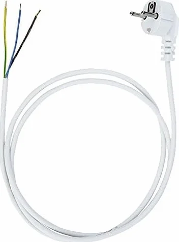 Przewód przyłączeniowy przewód zasilający wtyczka kabel zasilający kabel zasilający 3-biegunowy 3 x 0,75mm2 (1,5 m, biały)