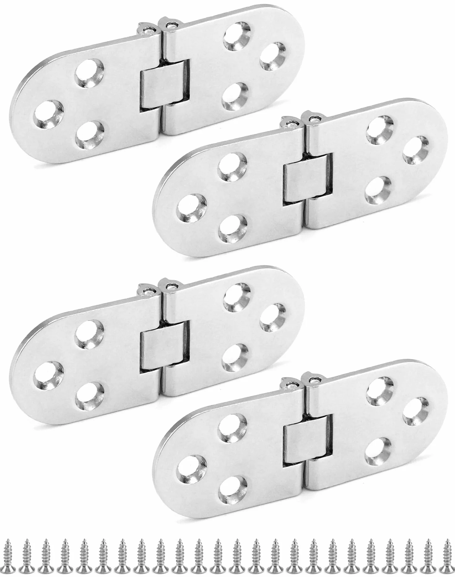 QWORK® 4 częściowe składane zawiasy 180 stopni, stop cynku, składany zawias stołowy, opuszczane zawiasy do składanych stołów, szafki, drzwi do szafy